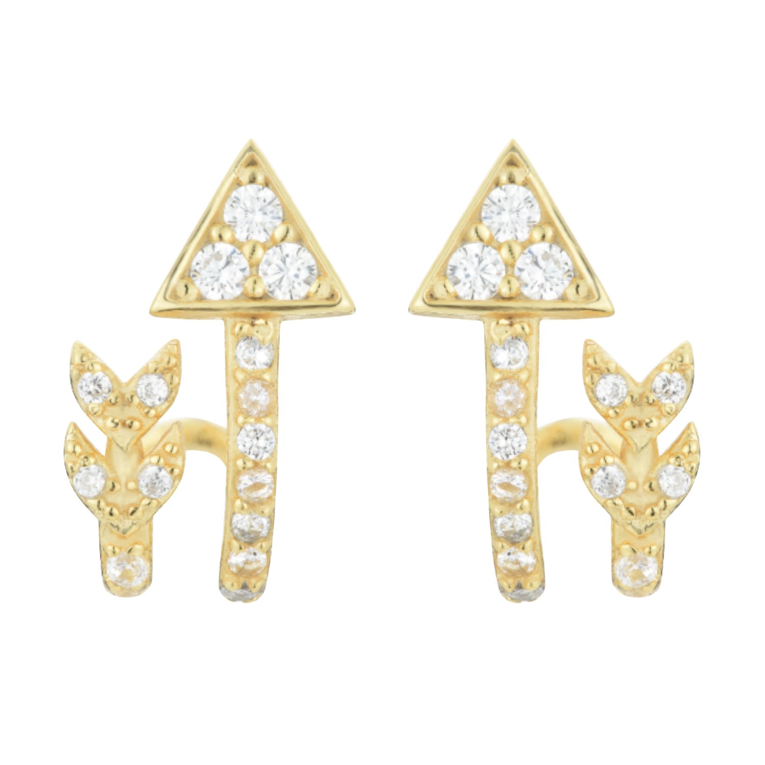 Kamaria Women's Arrow Huggie Earrings With Crystals - Gold In Gold