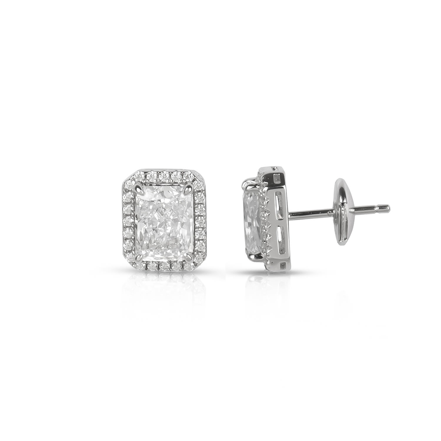 Ep Designs Women's Radiant Cut Stud Earring - Silver In Silver