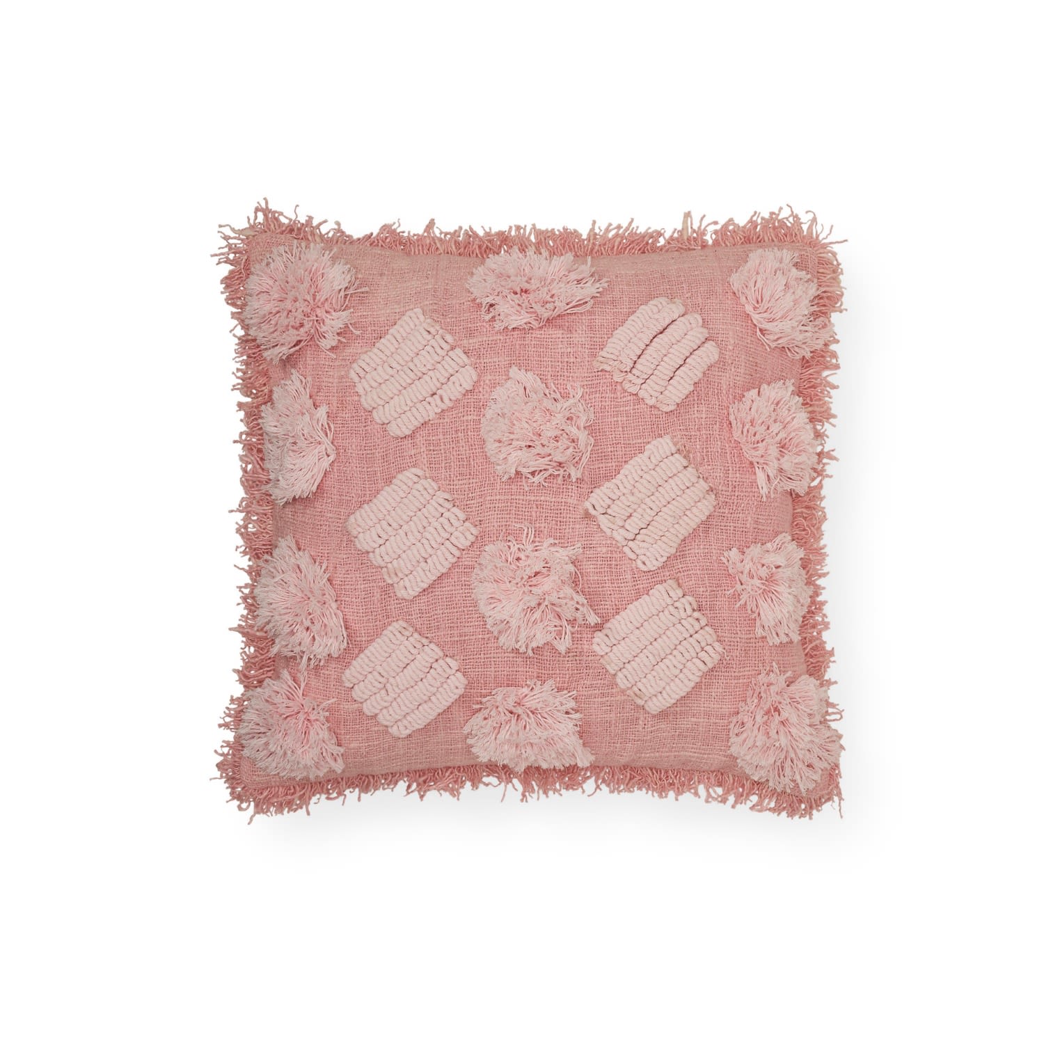 Pink / Purple Grace Hand-Loomed Organic Cotton Cushion Cover Plus Insert In Pink Pink Haley