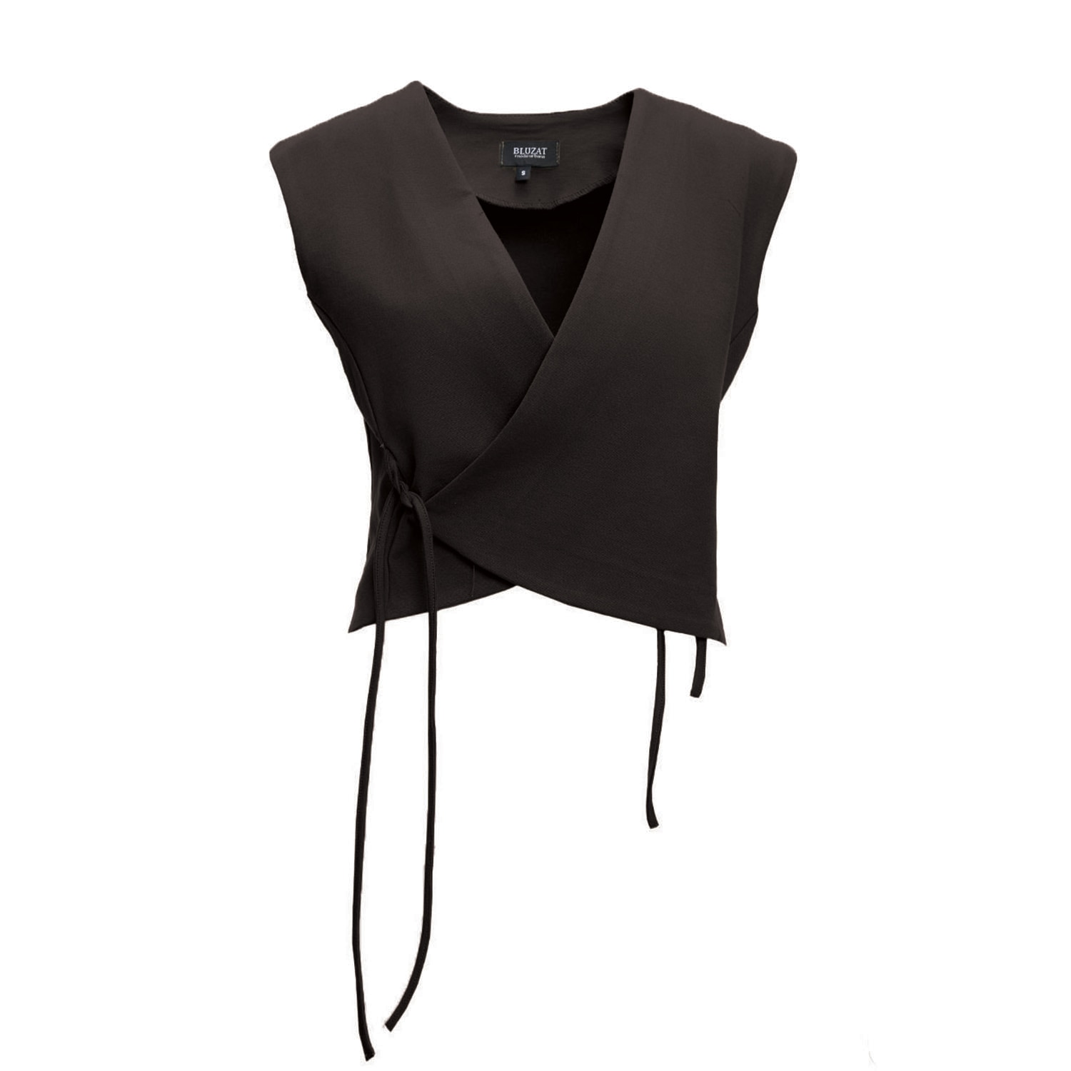 Bluzat Women's Black Vest With Laces In Black