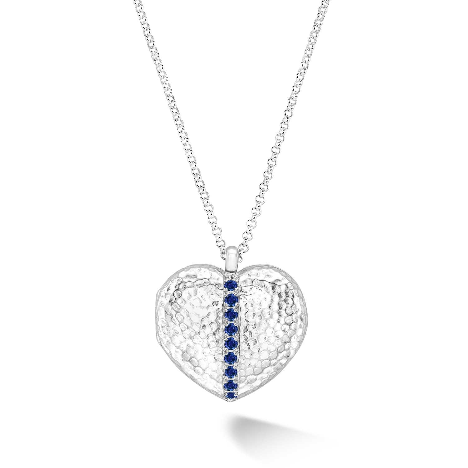 Women’s Blue Sapphire Large Heart Lumiere Locket In Sterling Silver Dower & Hall