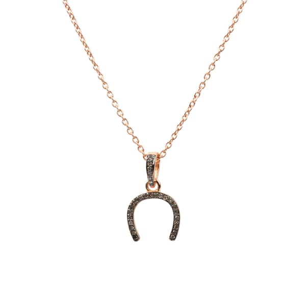 LATELITA LONDON Diamond Lucky Horseshoe Necklace Rosegold