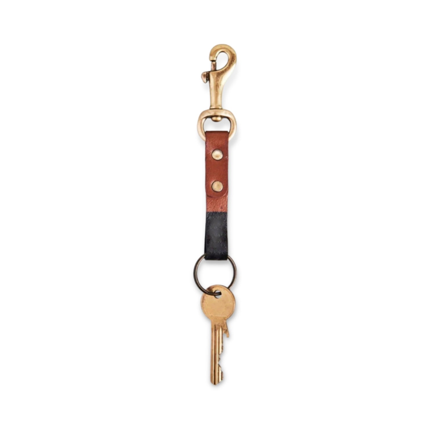 Black / Brown Leather Clip Key Ring Vida Vida