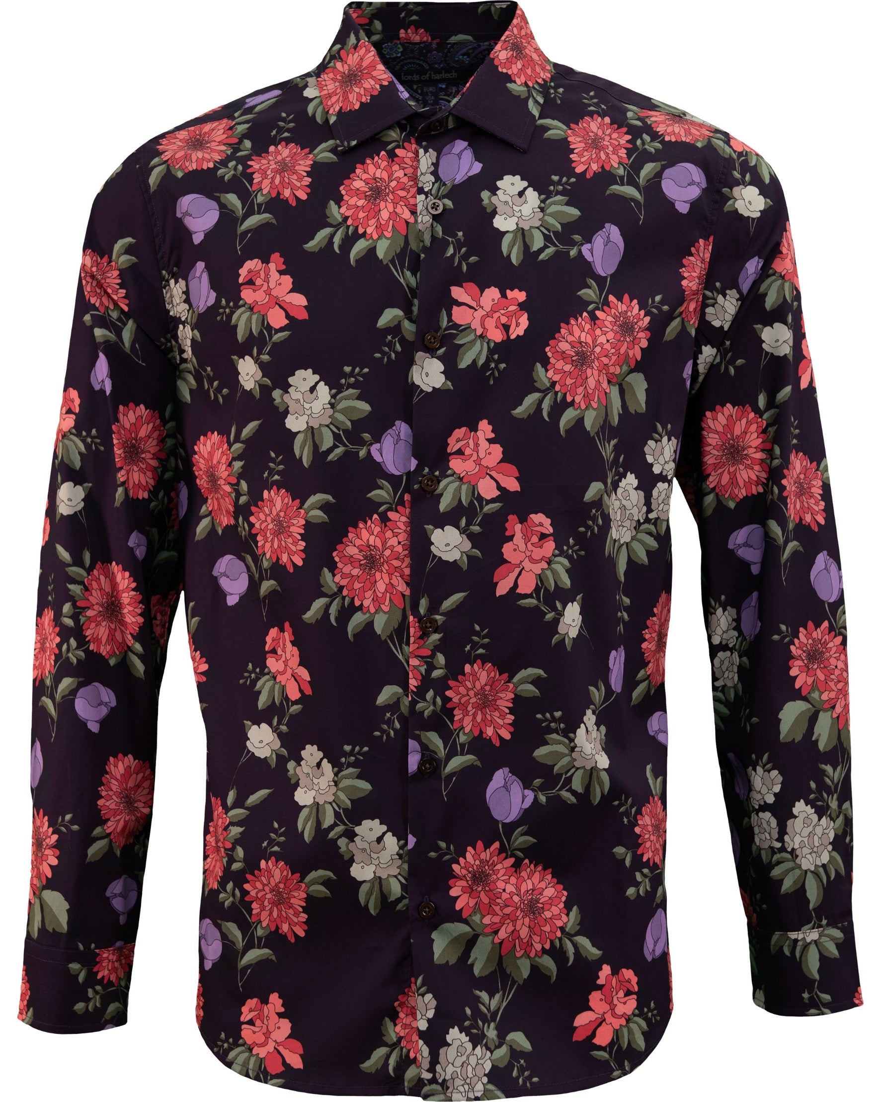 Lords Of Harlech Men's Pink / Purple Nigel Augustus Floral Shirt - Plum In Pink/purple