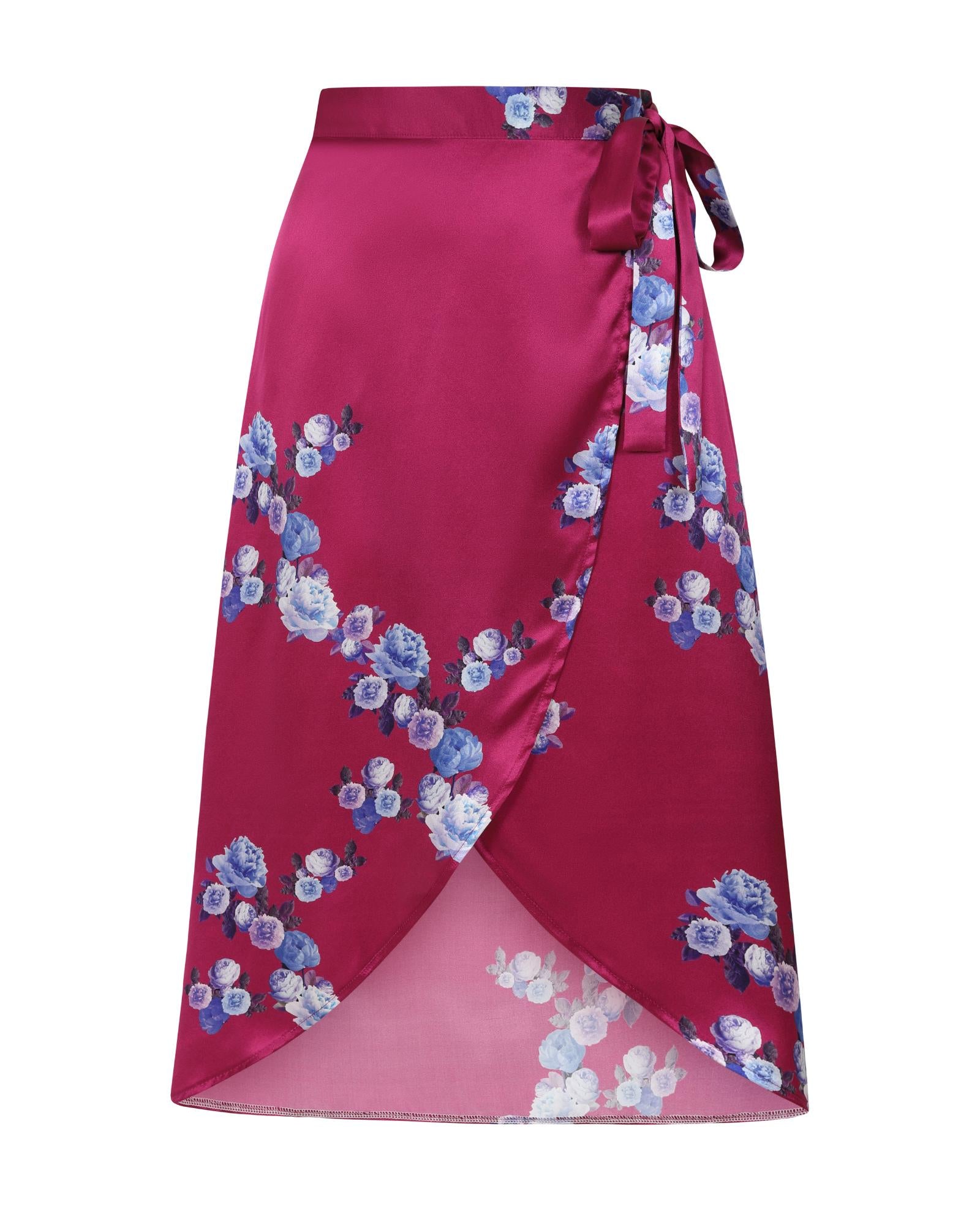 Women's Pink Peony Silk Wrap Skirt | Small | Sophie Cameron Davies