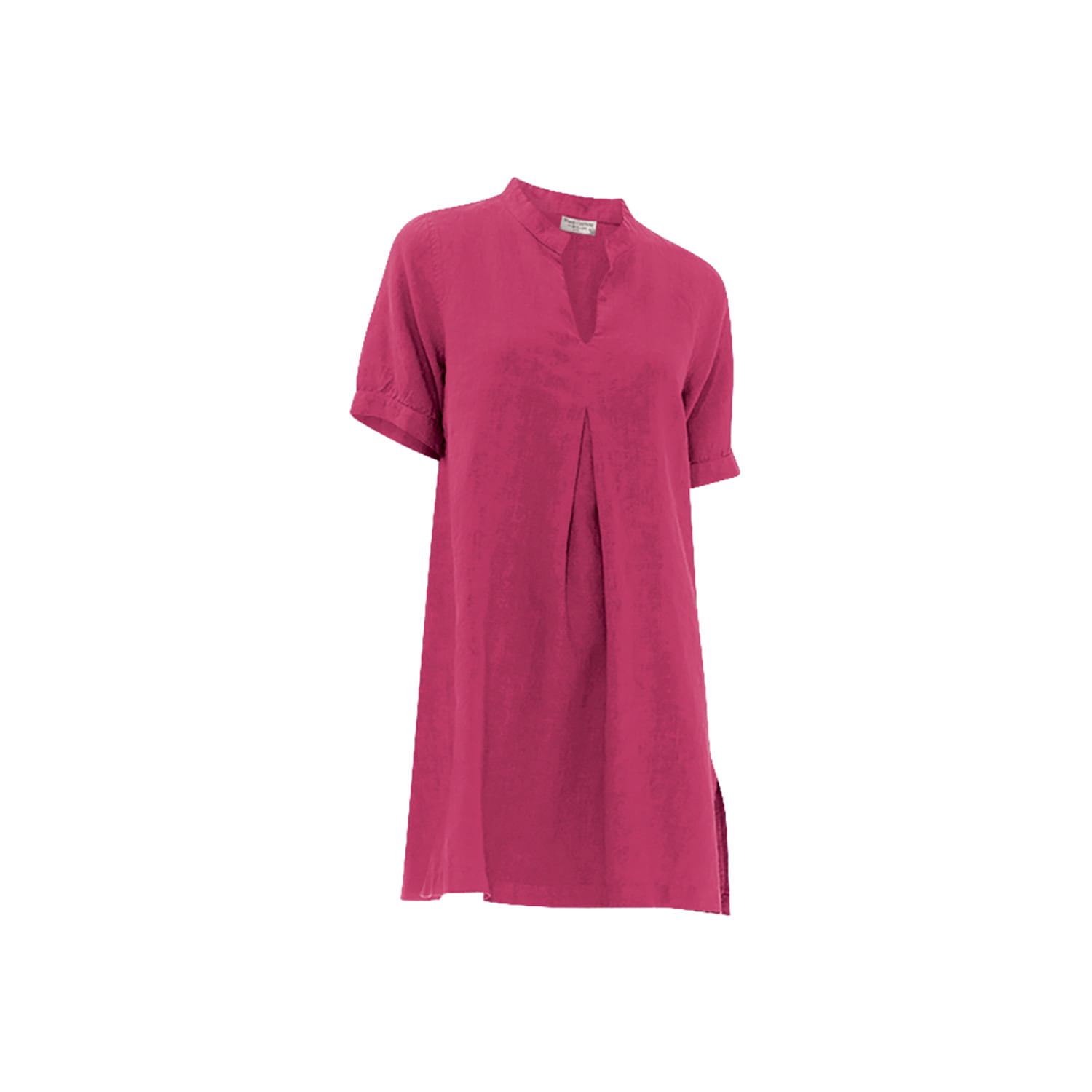 Haris Cotton Women's Pink / Purple Mandarin Neck Linen  Cami Dress With Flutter Sleeves Berry In Pink/purple