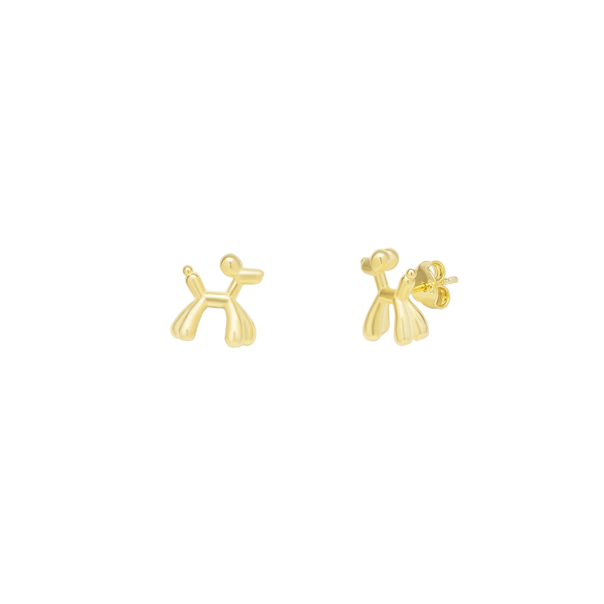 Spero London Women's Balloon Dog Poodle Stud Earring Sterling Silver - Gold In Gold