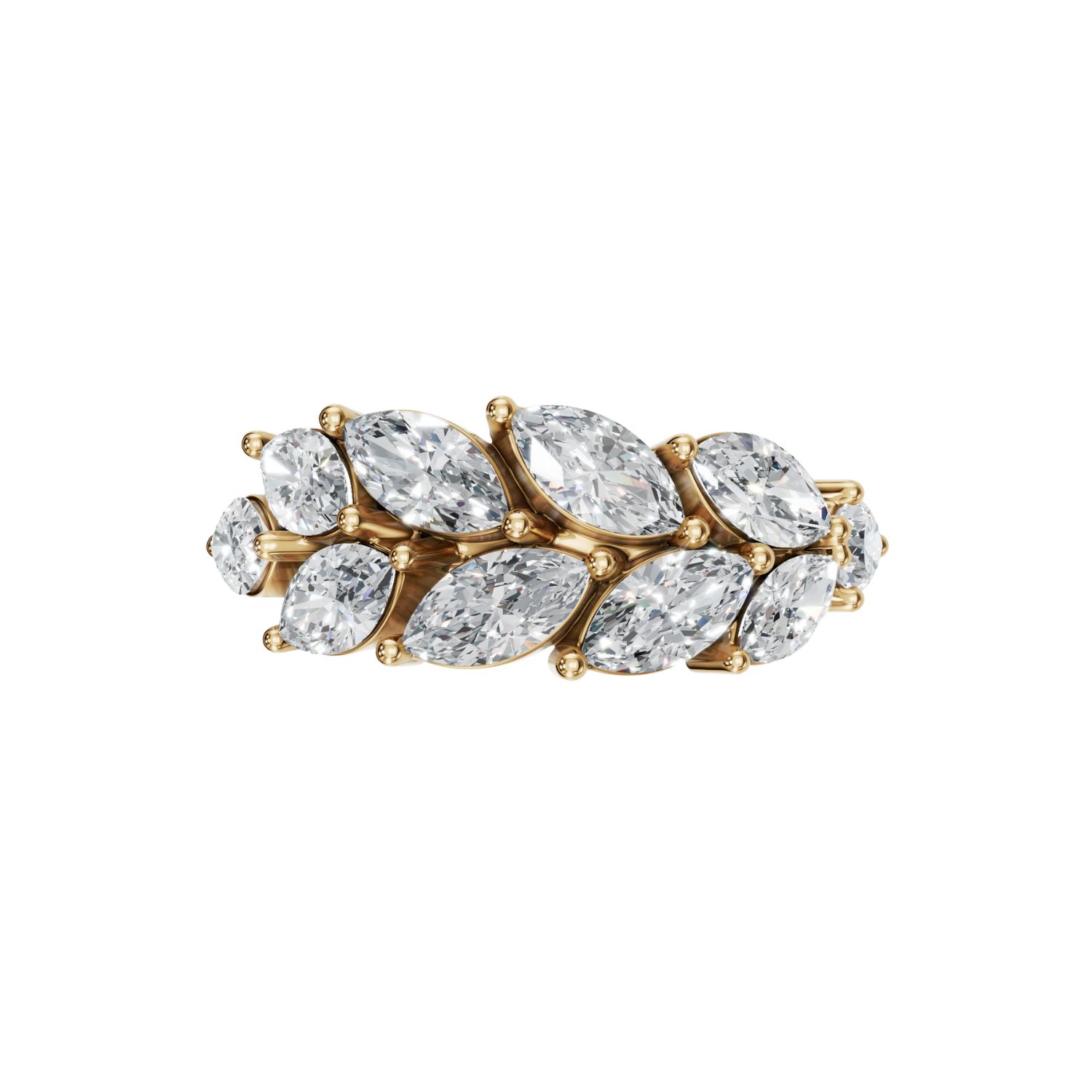 Aya Fine Jewelry Women's Yellow / White / Rose Gold Fourteen Kt Marquise Diamond Leaf Style Ring In Metallic