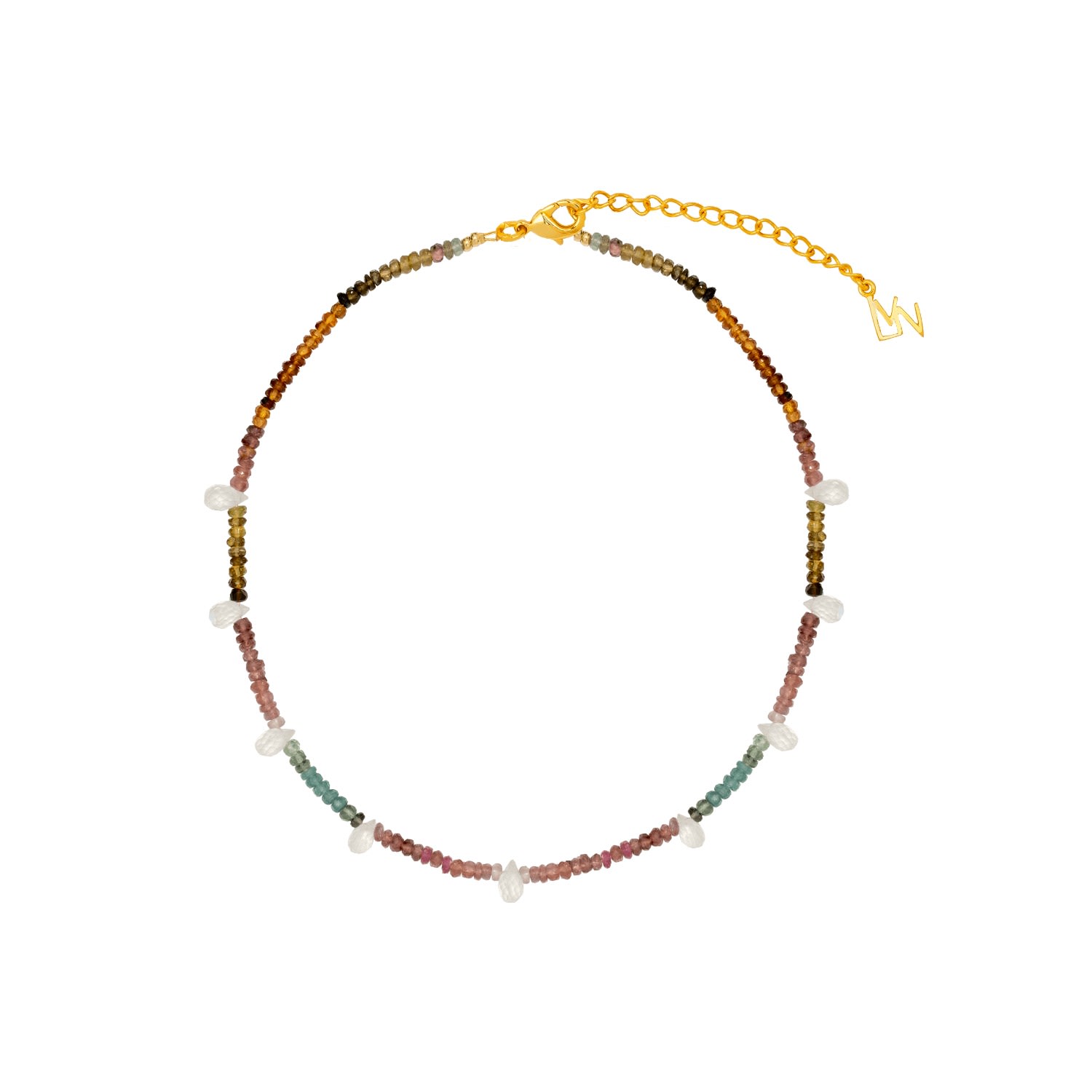 Women’s White / Brown / Green White & Multicolored Pedraza Tourmaline Necklace Lavani Jewels