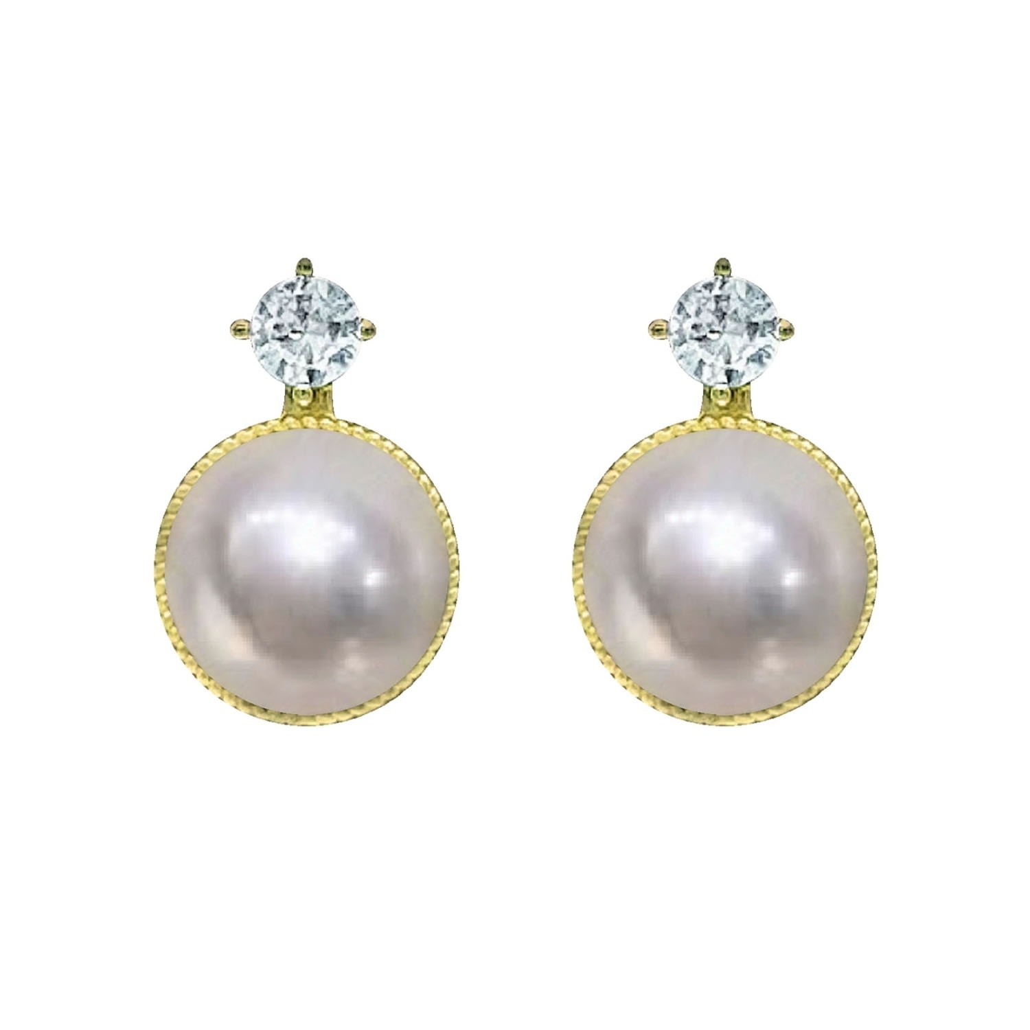 Ninemoo Women's White / Gold Celestia Zirconia & Pearl Earrings In Multi