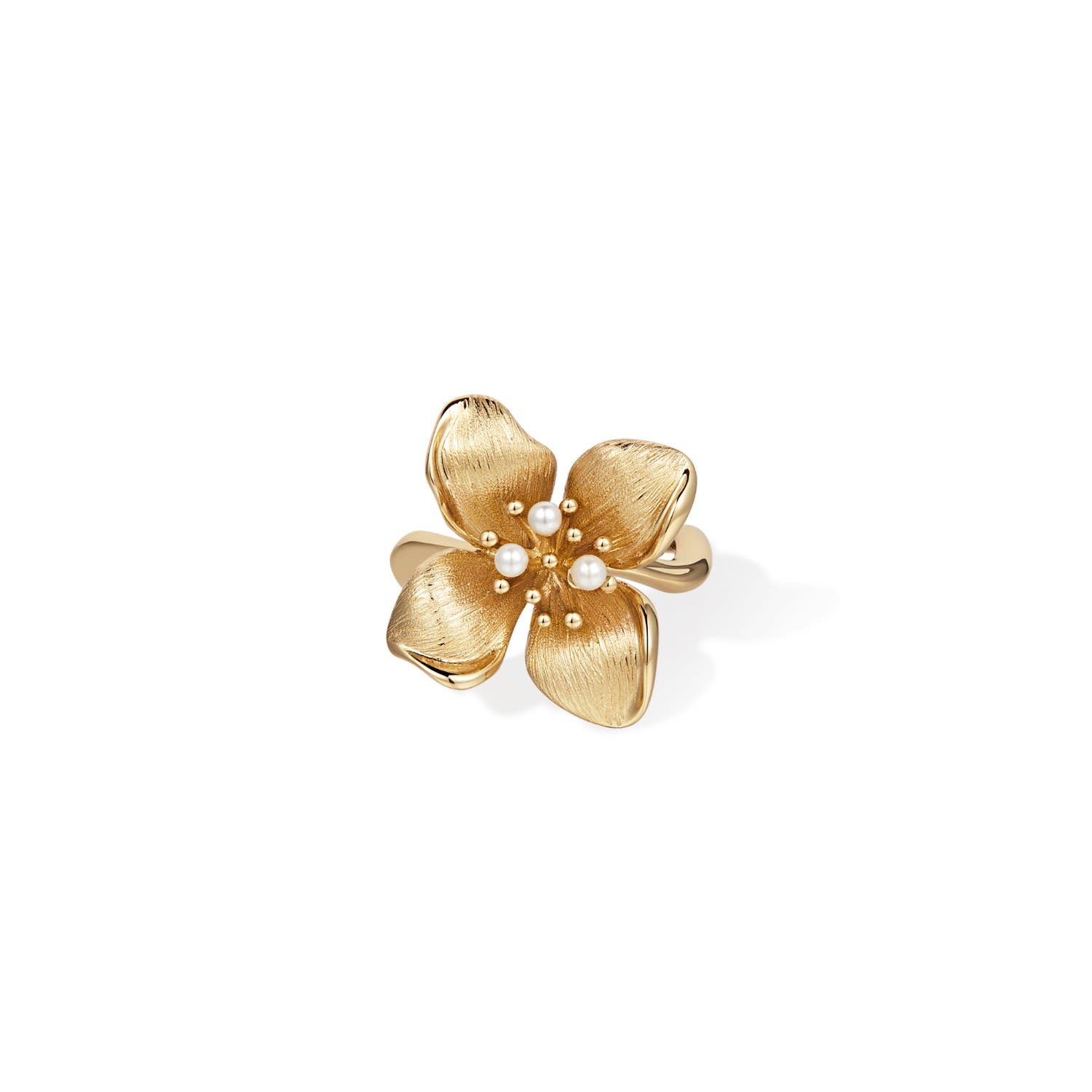 Retro Chic Women's White / Gold Blossom Ring