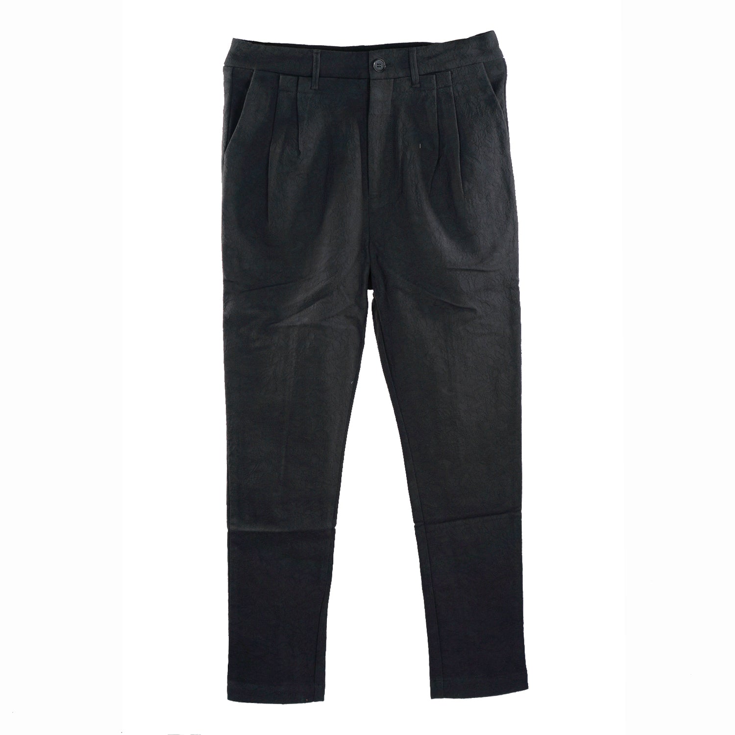 Men’s Slim-Fit Cotton Jacquard Pants - Black Large Smart and Joy