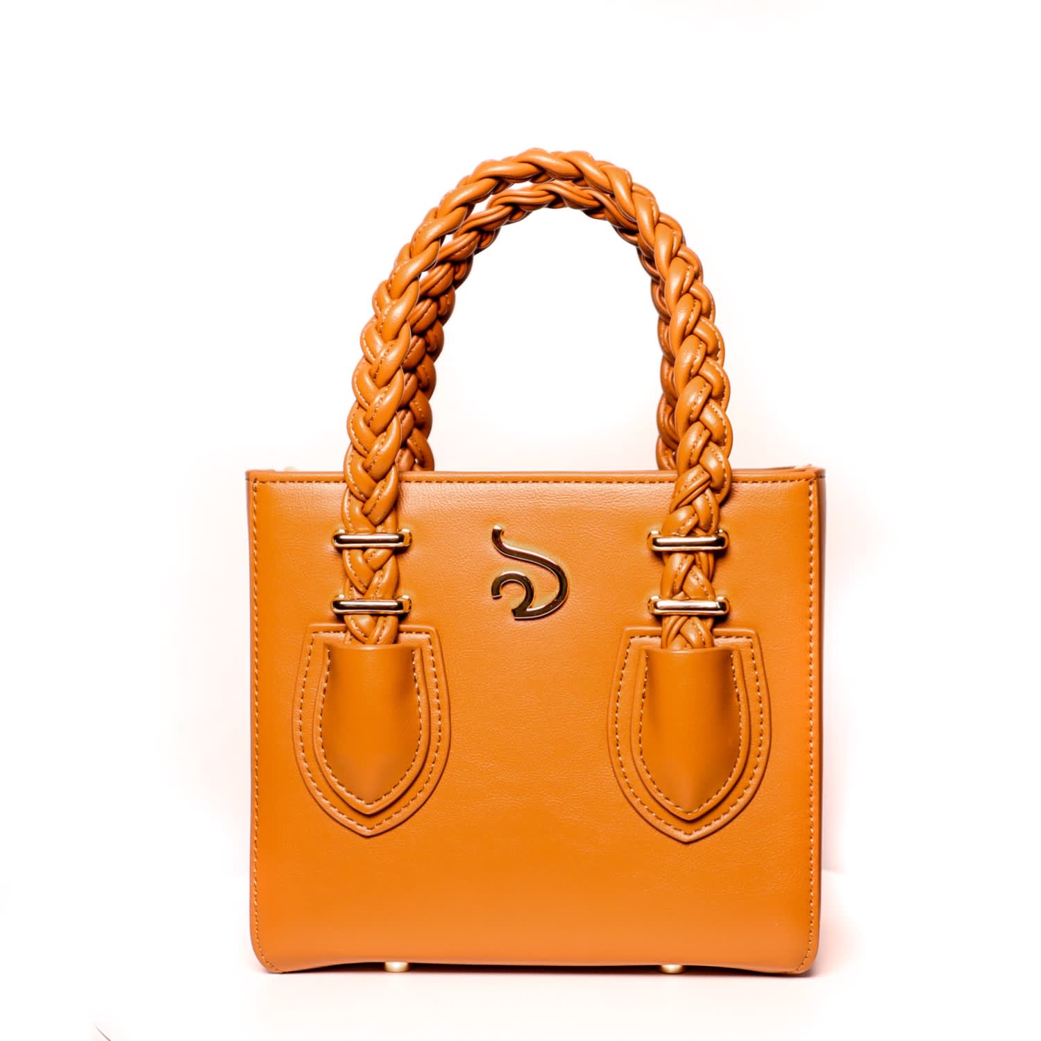 Mèsan Women's Gold / Brown Oyin Brown Boxy Tote With Gold Hardware In Gold/brown