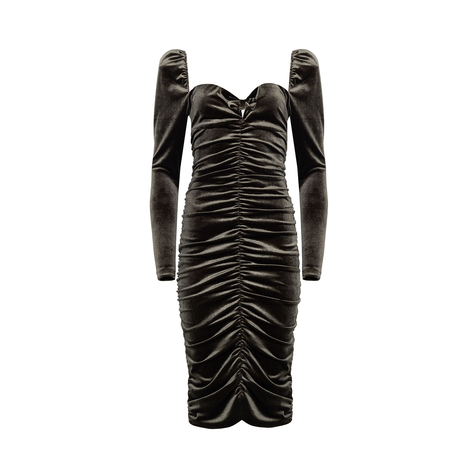 Forever Young The Label Women's Green Aliyah Midi Velvet Dress Olive In Green
