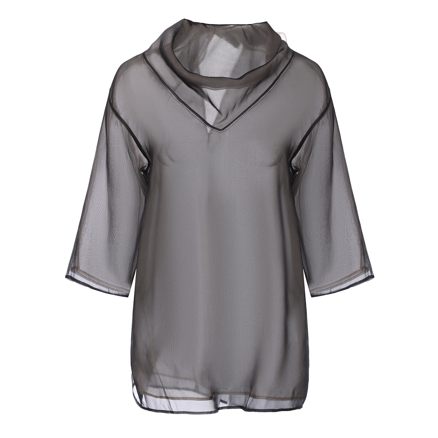 Front Row Shop Women's Grey Silk Two-tone Reversible Organza Blouse In Gray