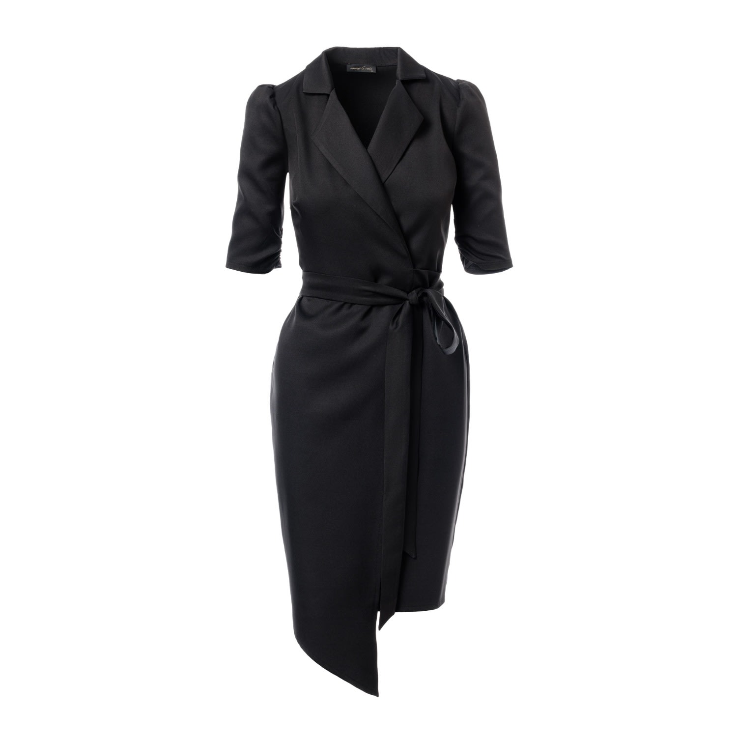 Concept A Trois Women's Black Asymmetric Wrap Blazer Dress In Black