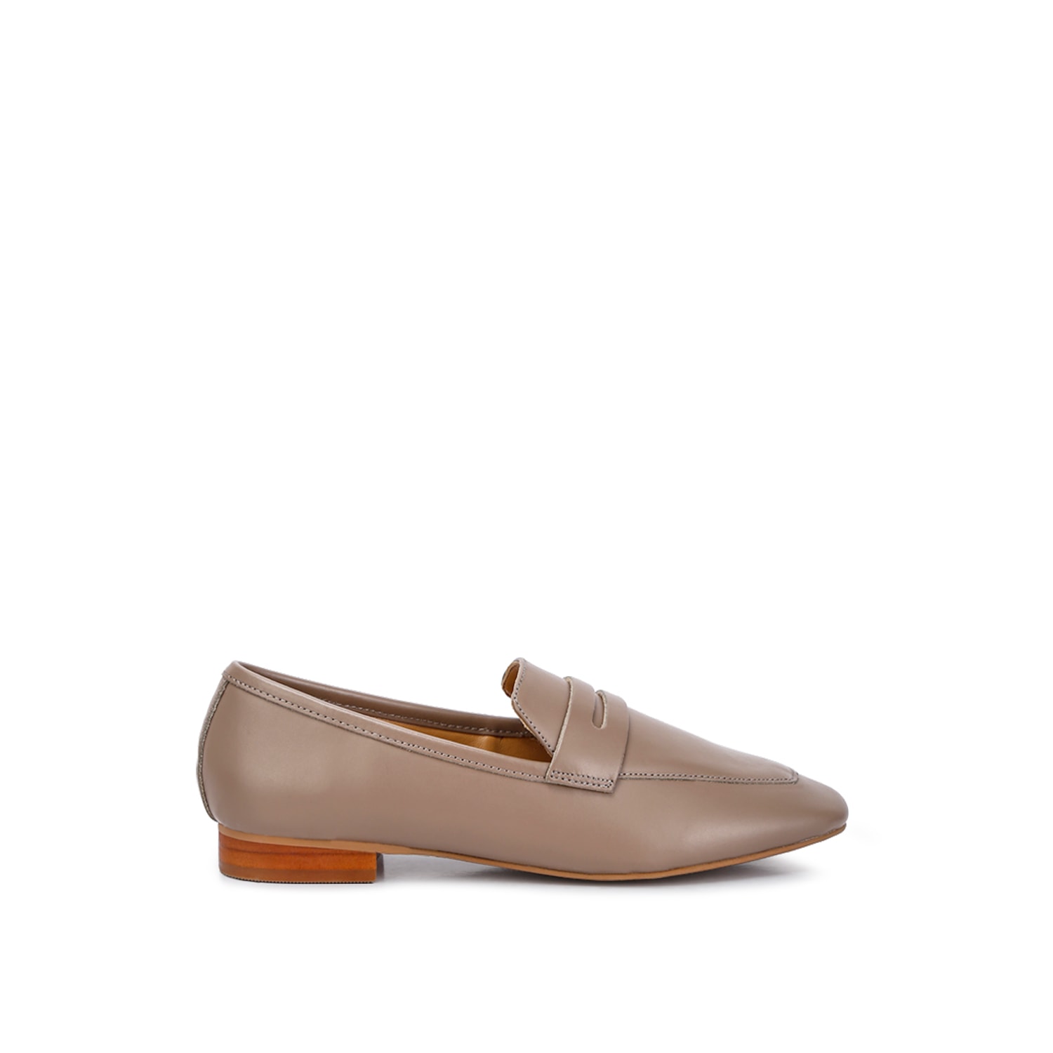 Rag & Co Women's Neutrals Liliana Taupe Classic Leather Penny Loafer In Gold