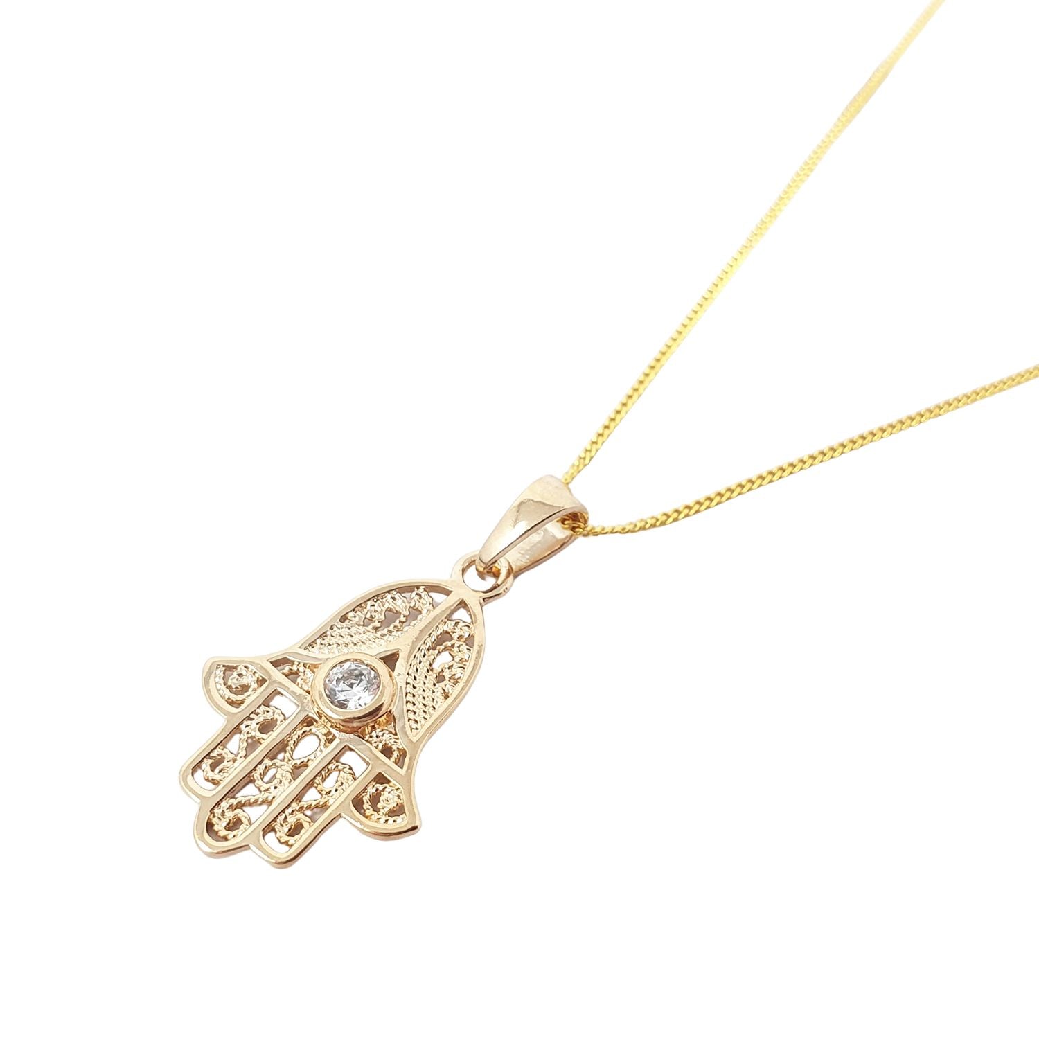 Harfi Women's Dainty Hamsa Hand Pendant Charm Gold Plated Necklace In Gold