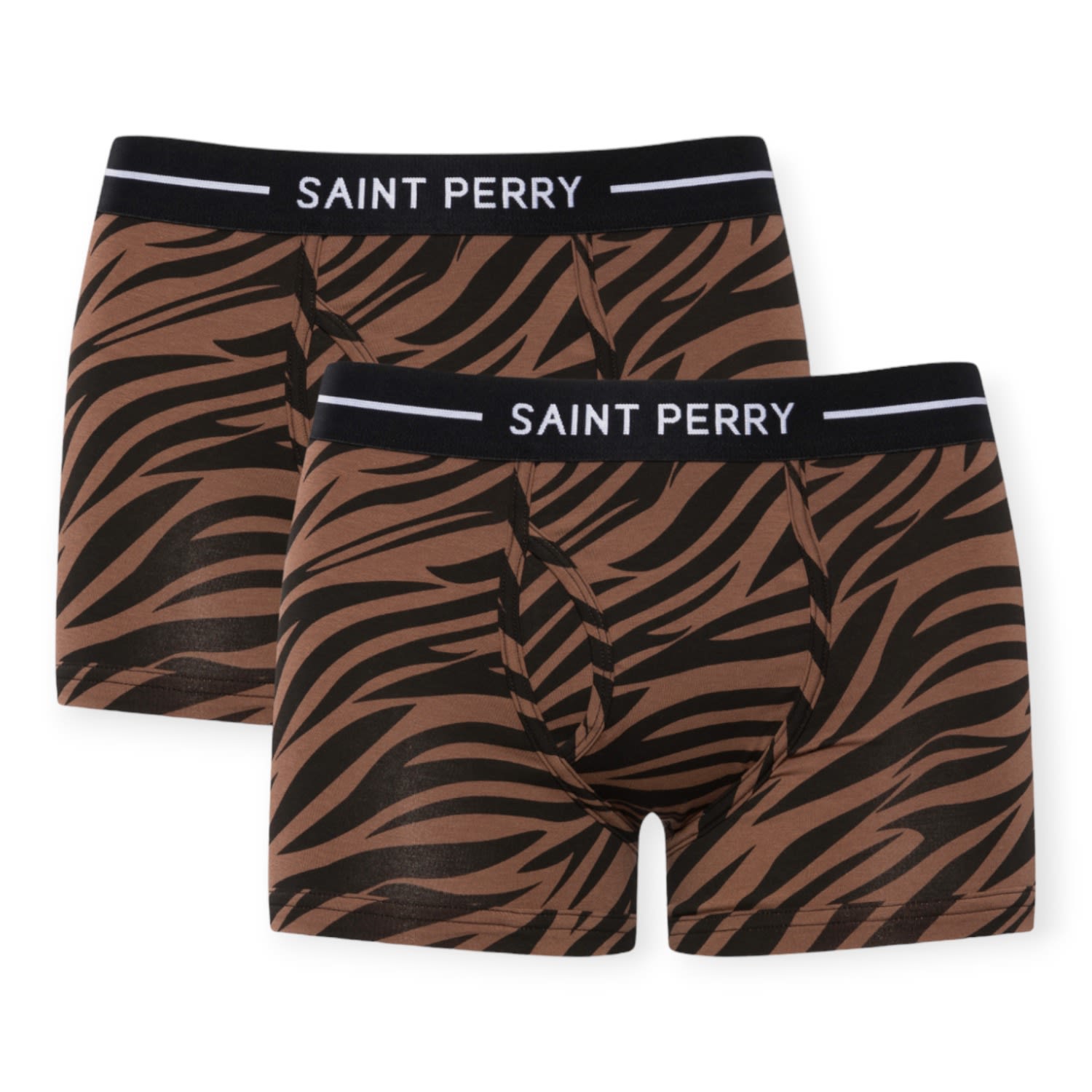 Men’s Zebra Boxer Brief Two Packs- Brown Small Saint Perry