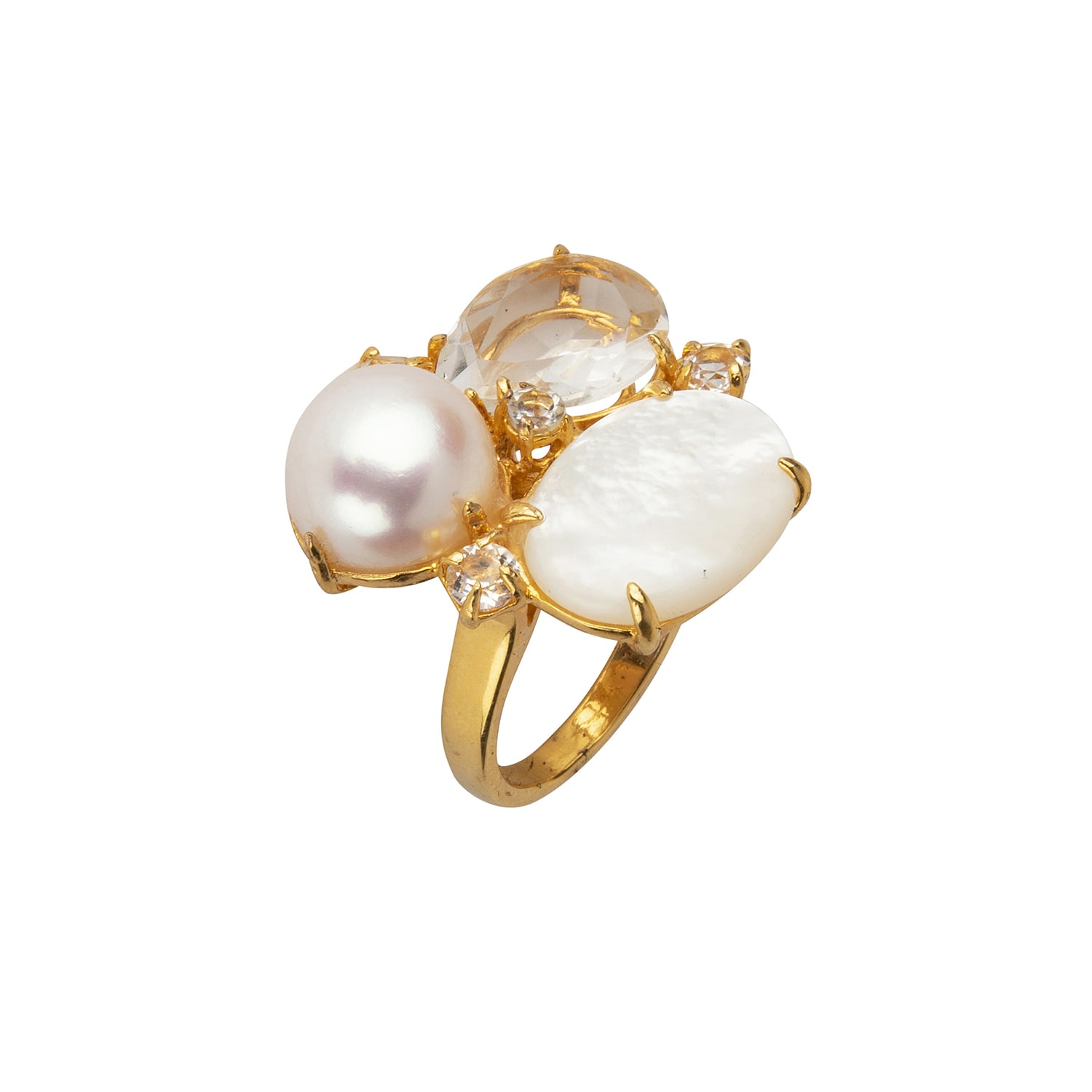 Bounkit Women's White Agathe Ring Pearl In Gold