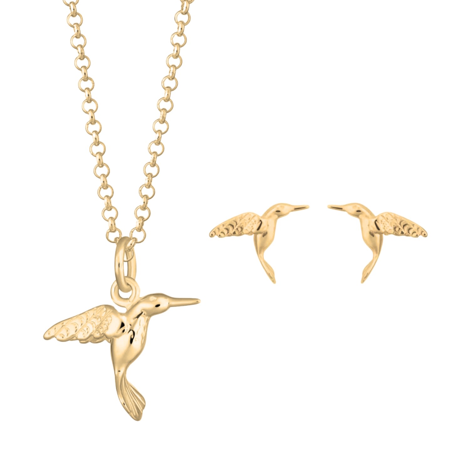 Women’s Gold Plated Hummingbird Necklace & Suds Jewellery Set Lily Charmed