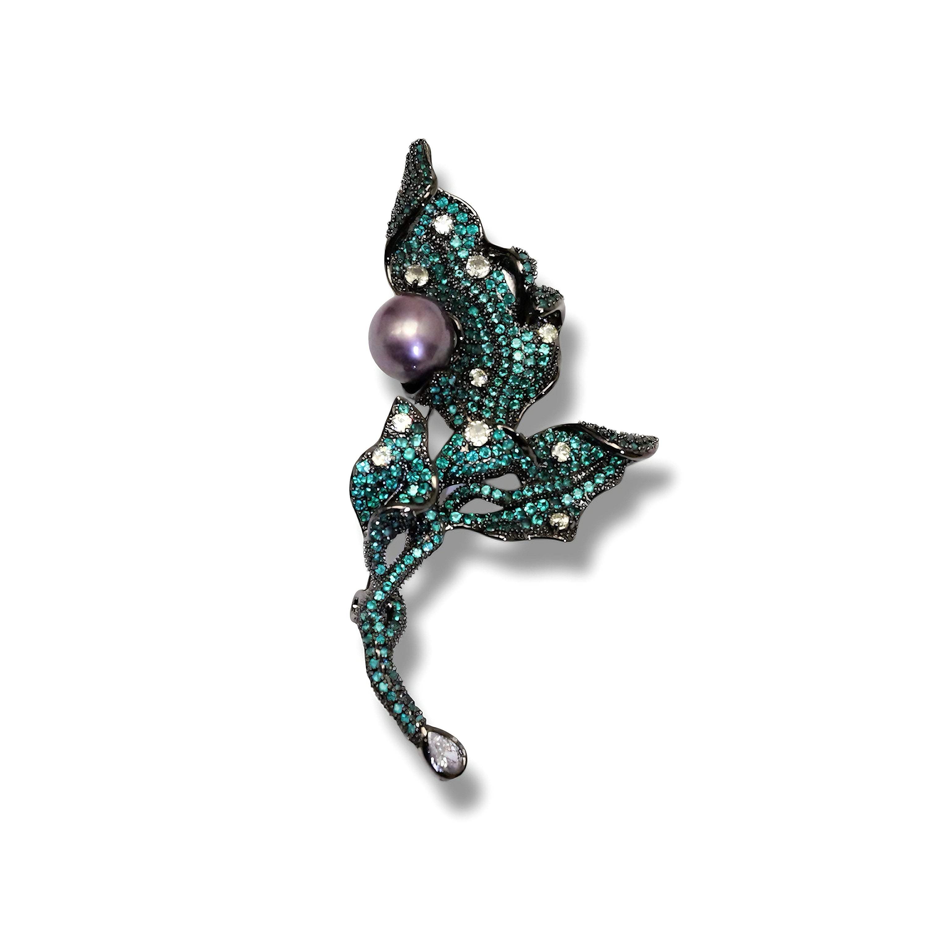 Women's Green Lierre Nocturne Brooch-Pendant | Ninemoo
