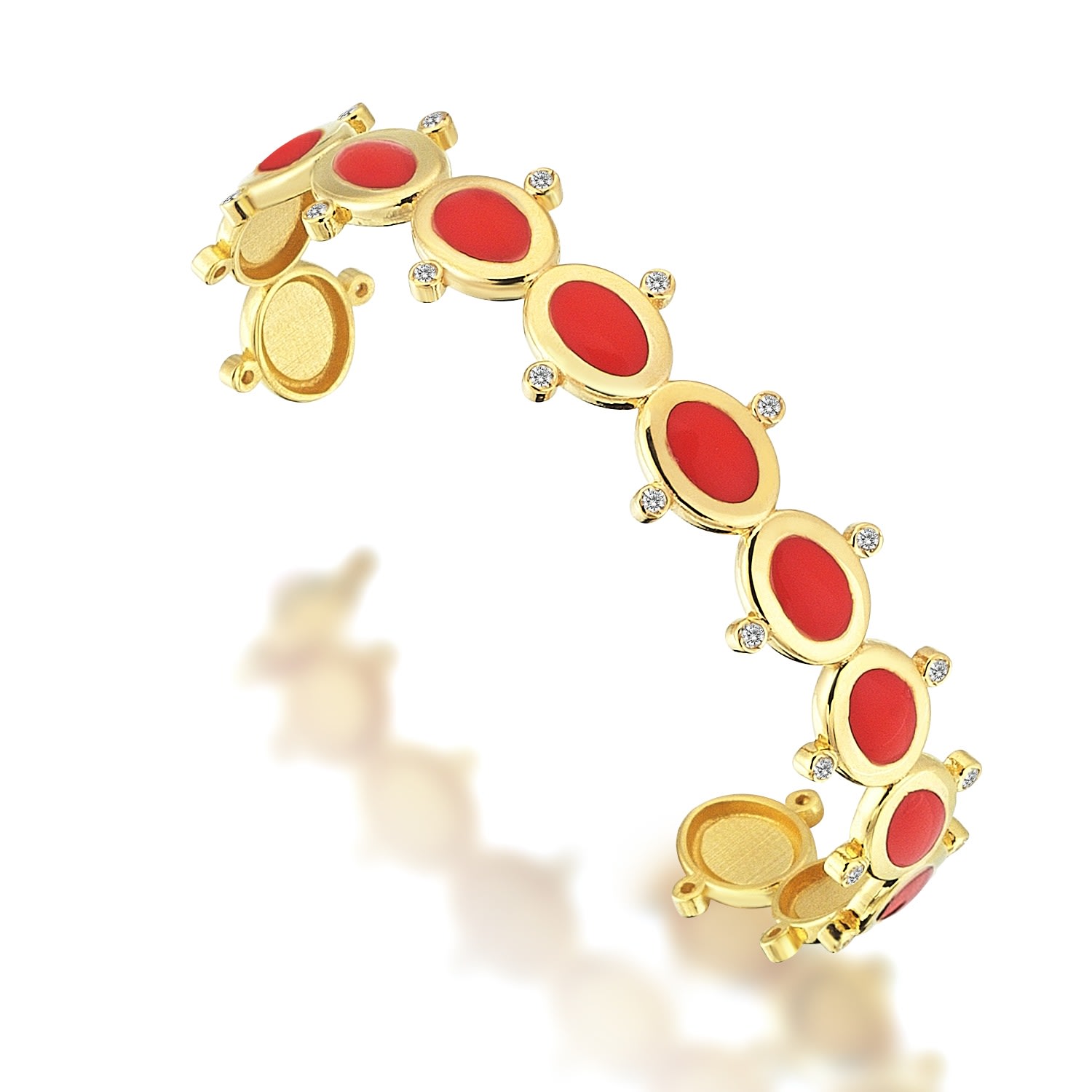 Women’s Yellow / Orange Esma Cuff Bracelet In Sterling Silver With Gold Plated Coral Odda75