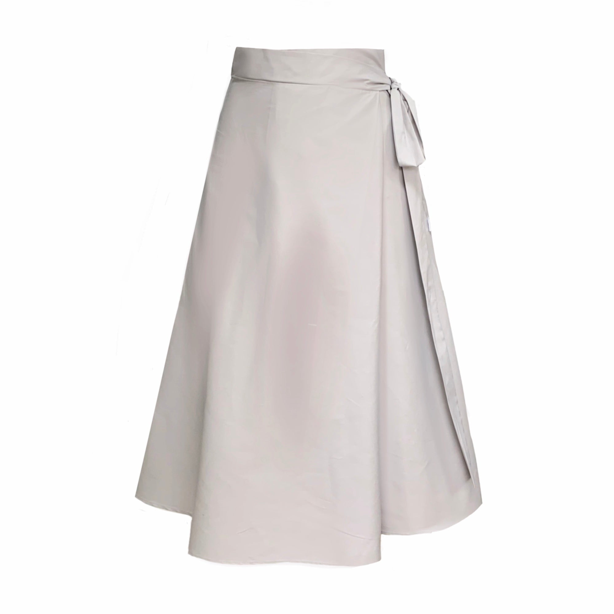 Women's Illusion Wrap Midi Skirt In Dove Grey With Pockets | Large | Frock Tales