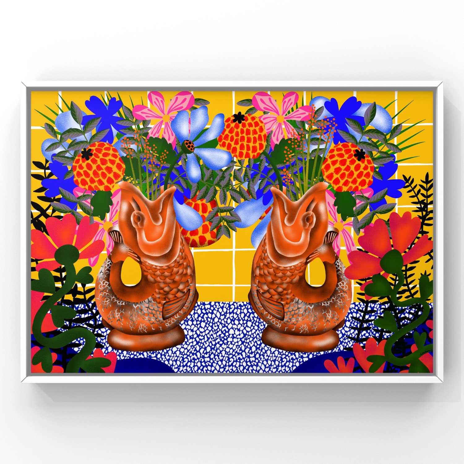 Retro Fish Jug Floral A3 Art Print The Neighbourhood Threat