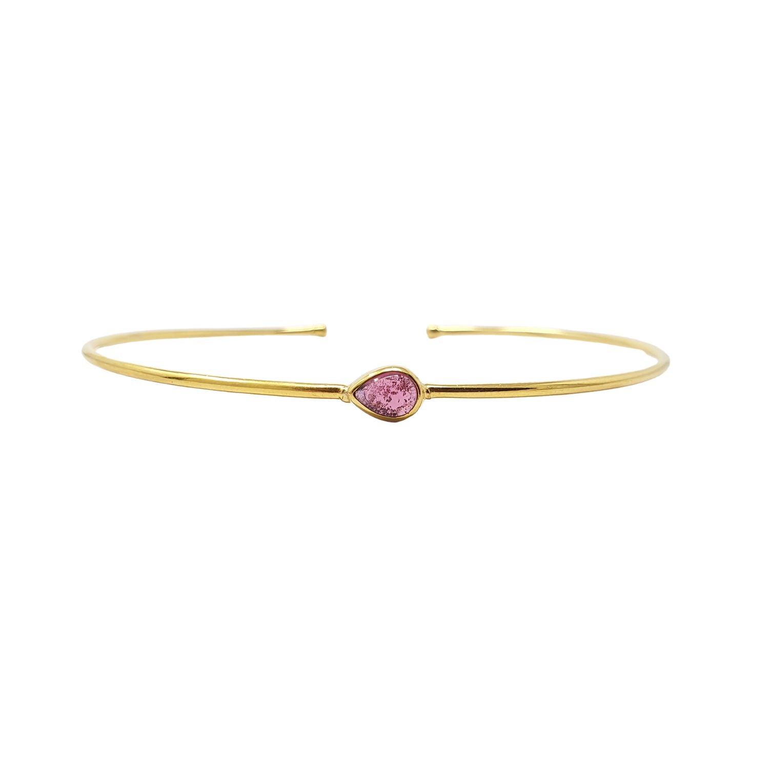 Women’s Pink / Purple / Gold Gold Plated Minimalist Ruby July Birthstone Bangle Harfi