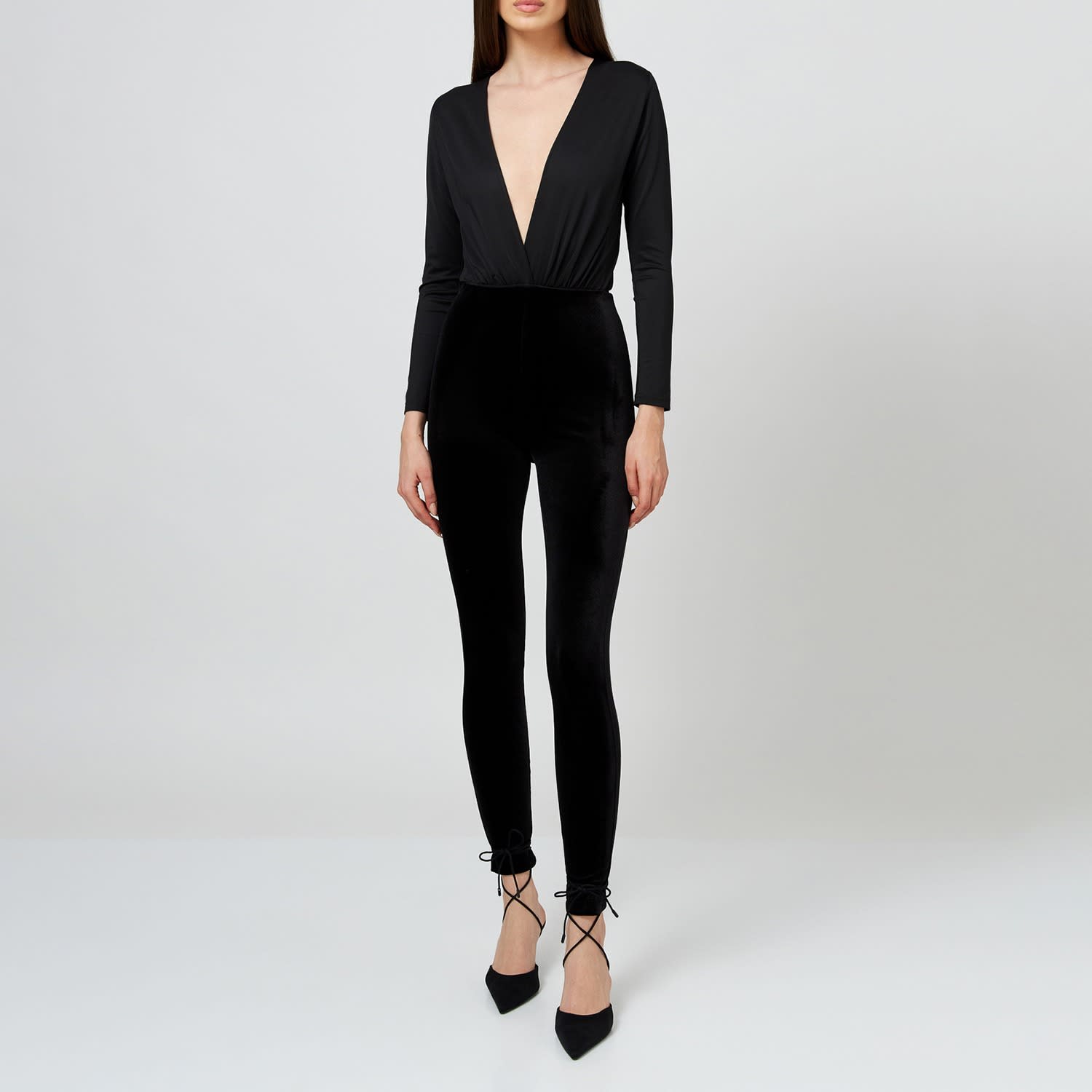High Waisted Velvet Leggings LIA ARAM Wolf Badger