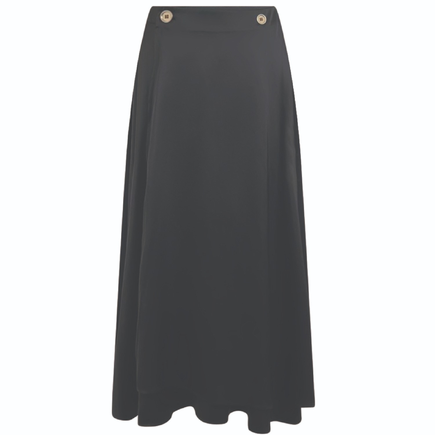 Roch Perel Women's Black / Gold Black Satin Mock Wrap Skirt In Gray