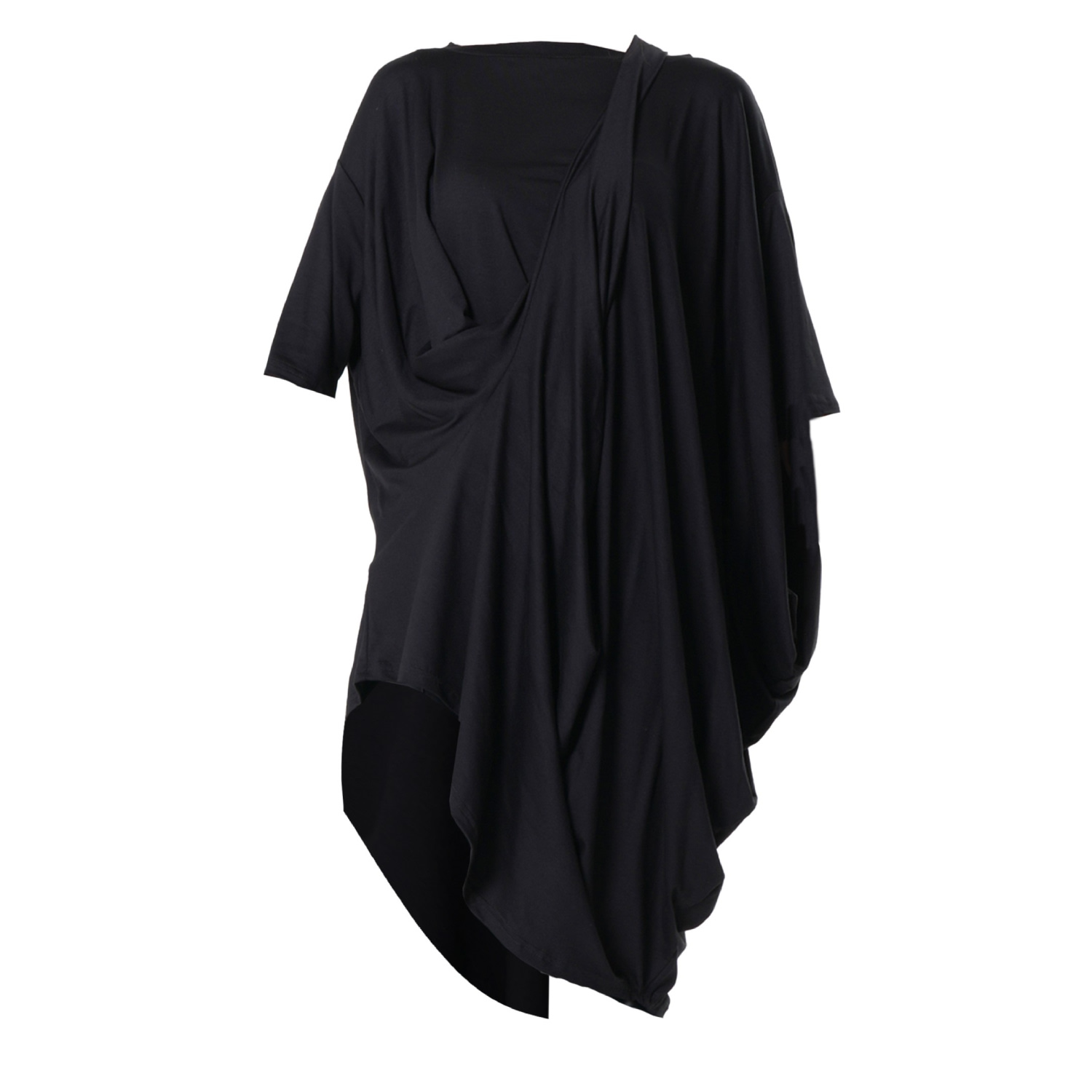 Metamorphoza Women's Black Asymmetric Loose Tunic