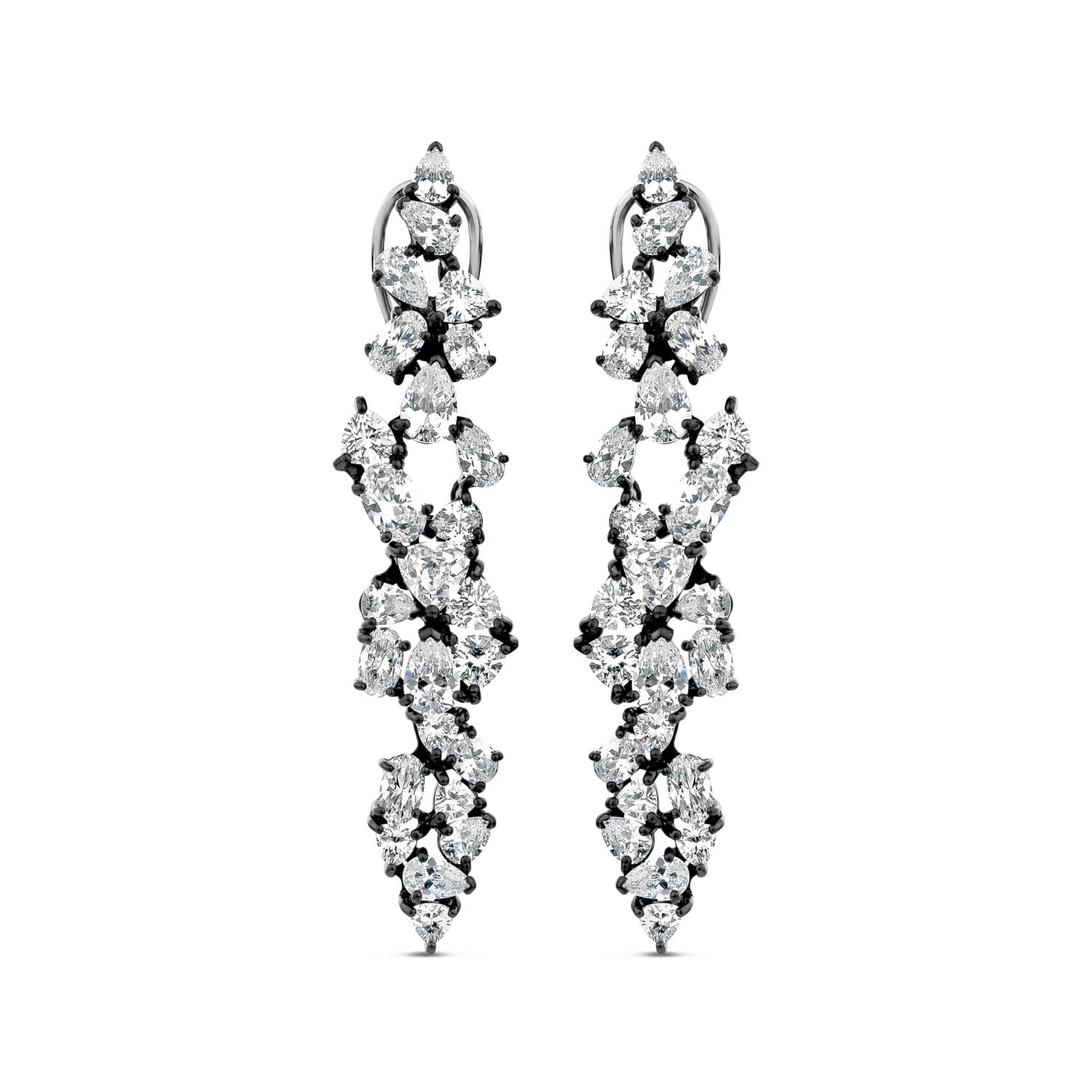 Sally Skoufis Women's White / Black Renaissance Drop Earrings With Man Made White Cz Diamond Stimulant In Premium  In Multi