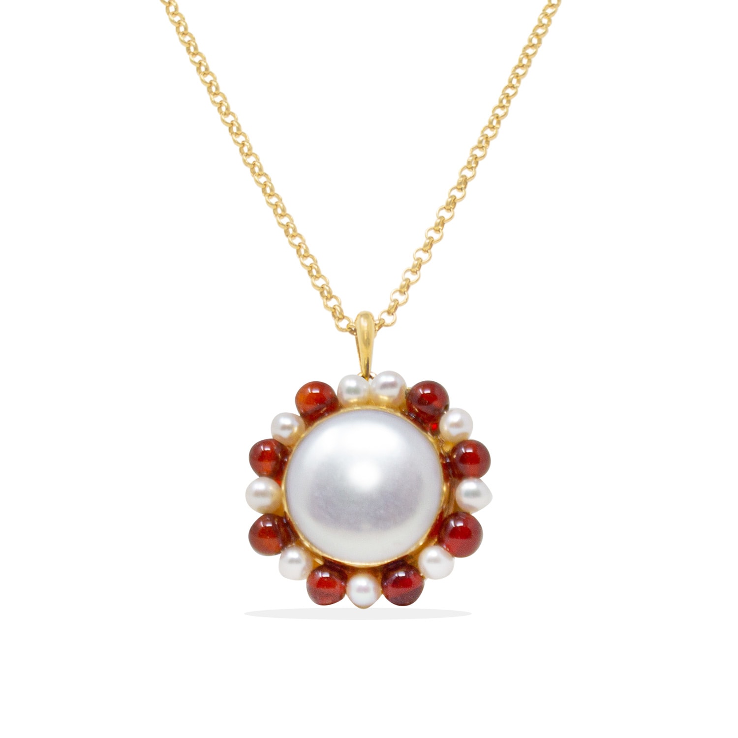 Women’s Gold / Red / White Lotus Gold-Plated Baroque Pearl And Carnelian Necklace Vintouch Italy