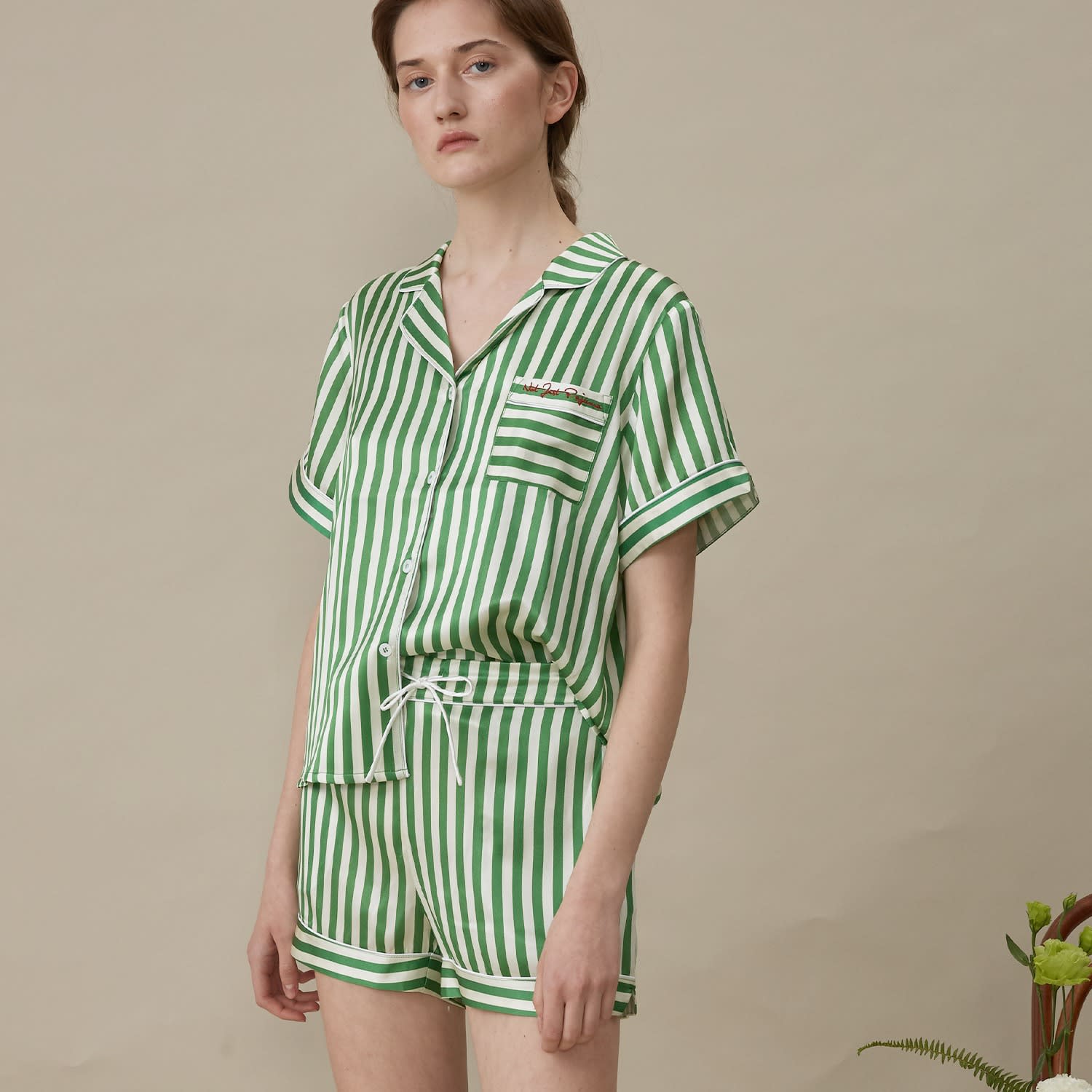 Silk Striped Short Pajama Set, NOT JUST PAJAMA