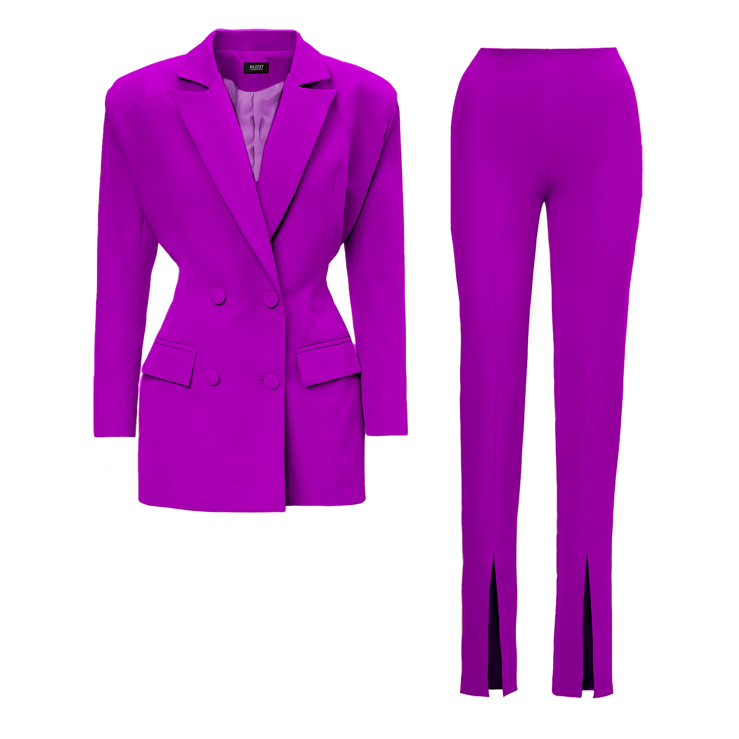 Bluzat Women's Pink / Purple Purple Suit With Tailored Hourglass Blazer And Slim Fit Trousers In Pink/purple