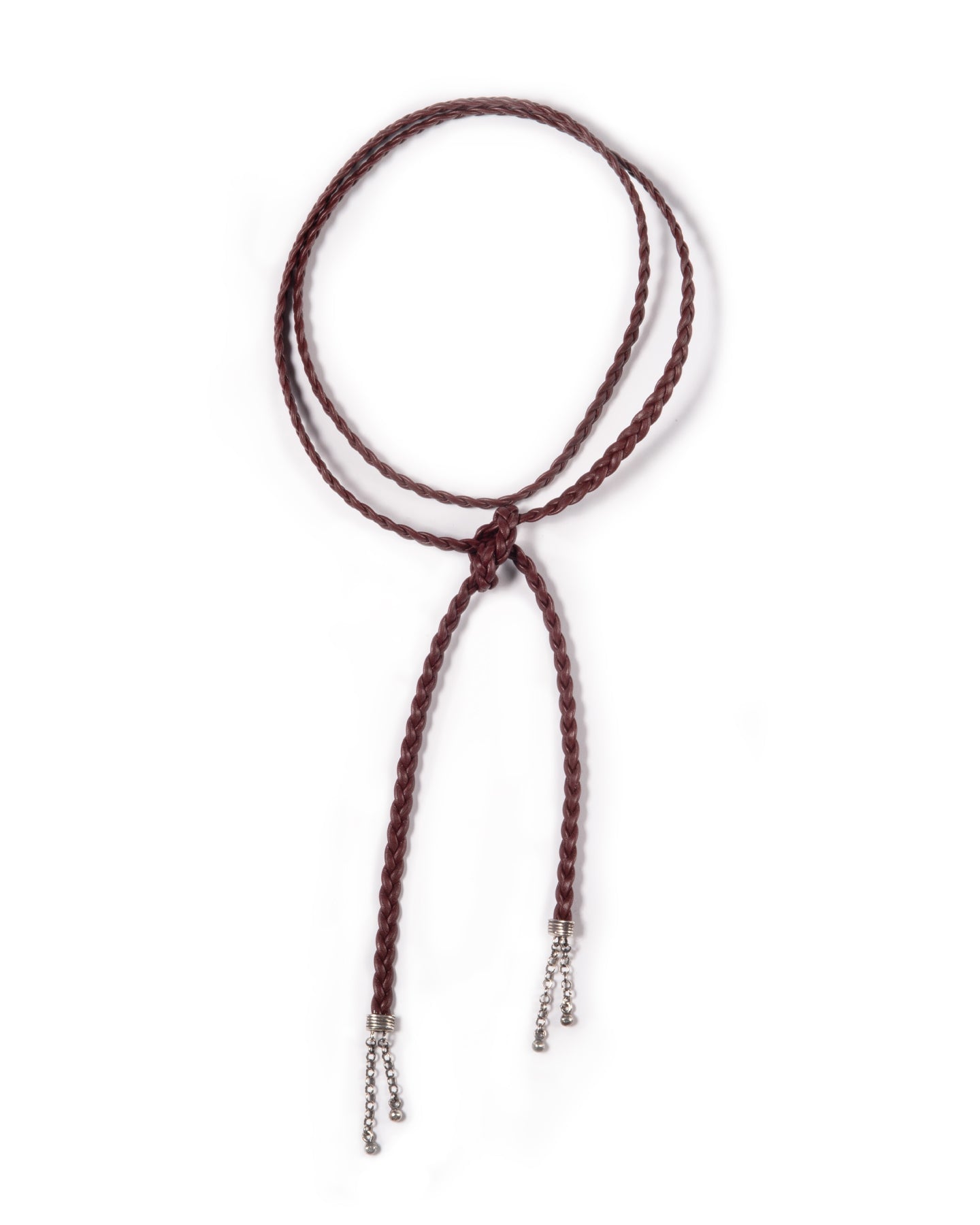 Women's Red / Silver Braided Choker Burgundy Leather | Giunia