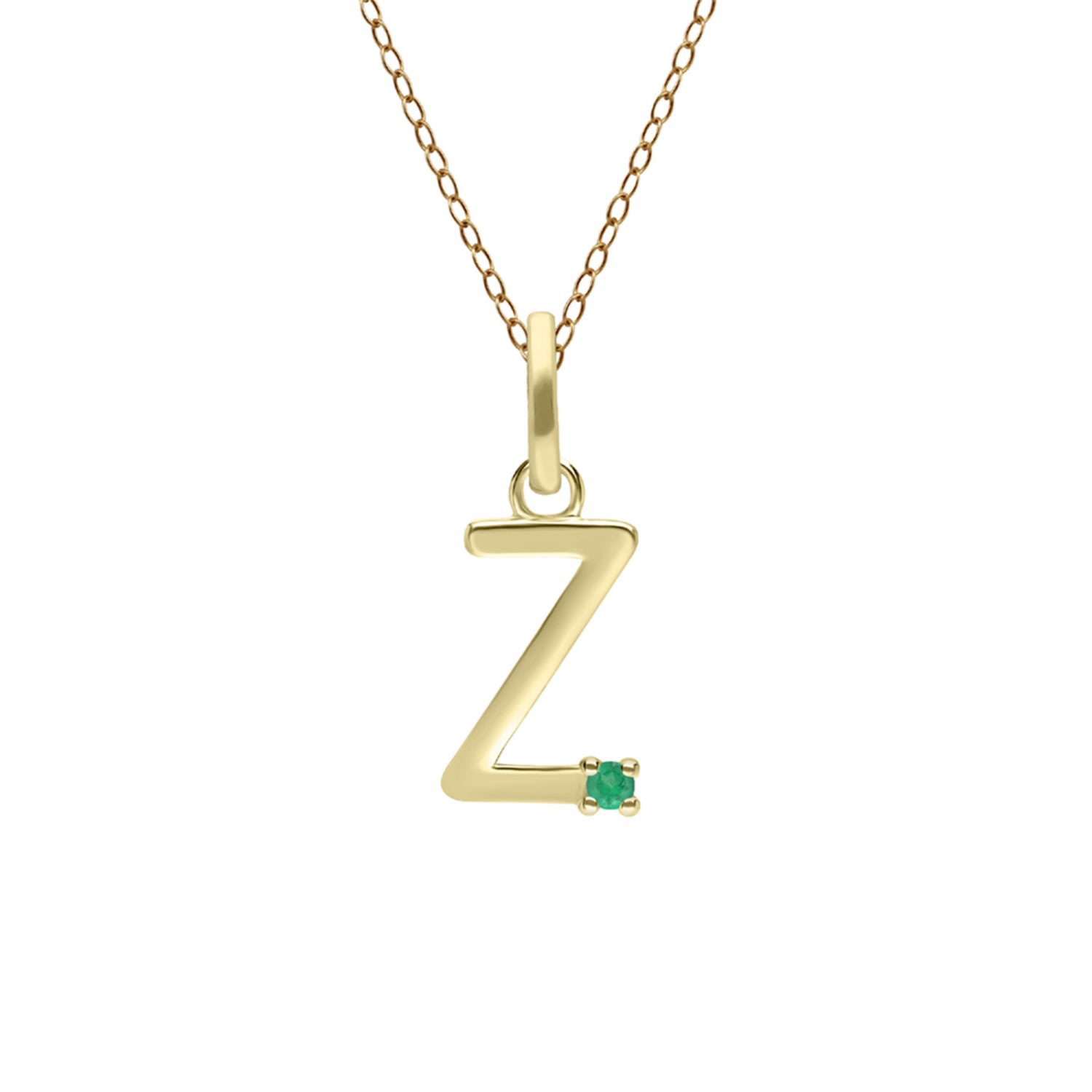 Women’s Gold / Green Initial Z Emerald Necklace In Yellow Gold Gemondo