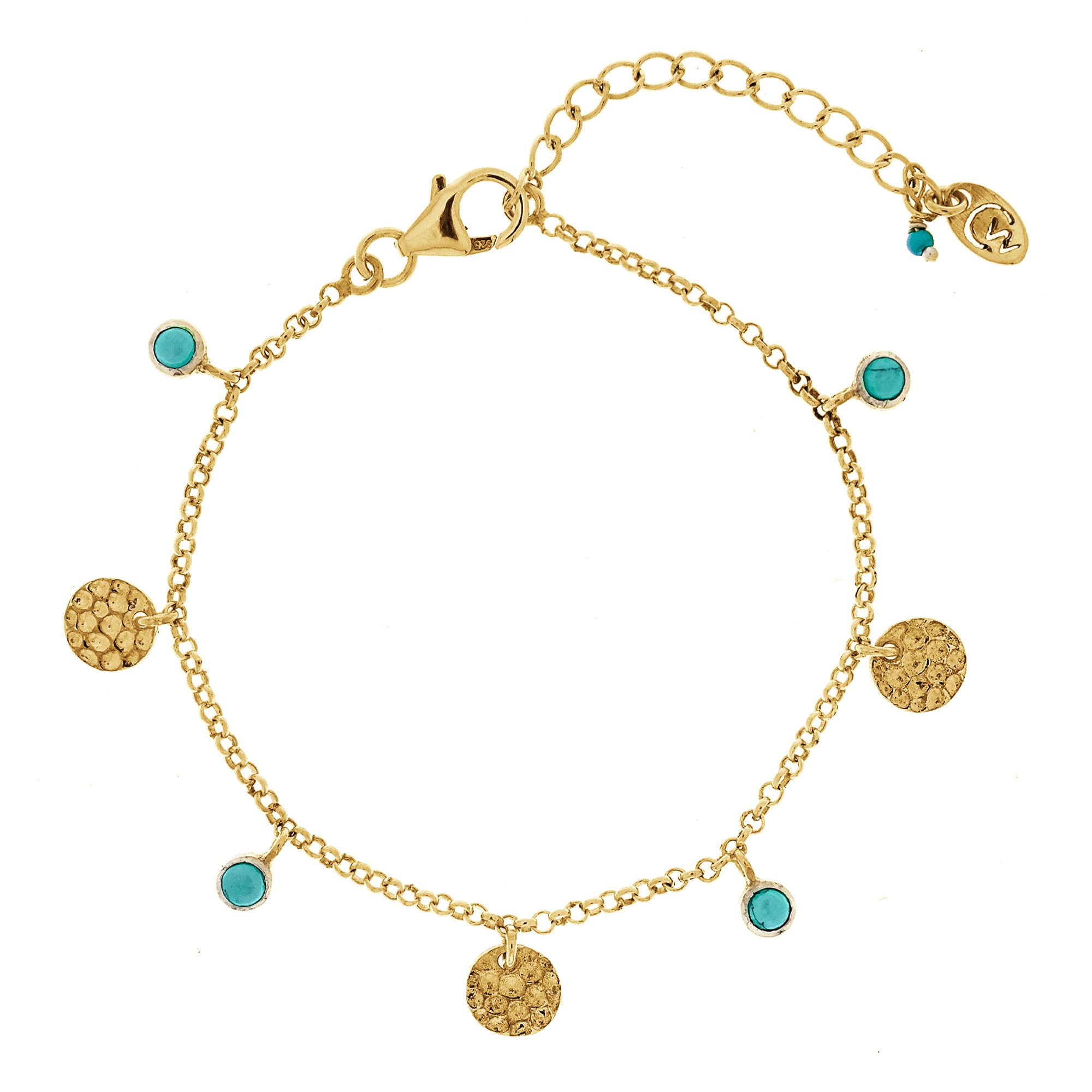 Charlotte's Web Jewellery Women's Lakshmi Gold Vermeil Bracelet - Turquoise In Gold