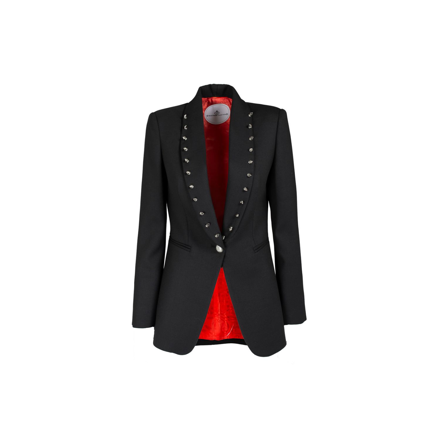 Black blazer with silver buttons best sale