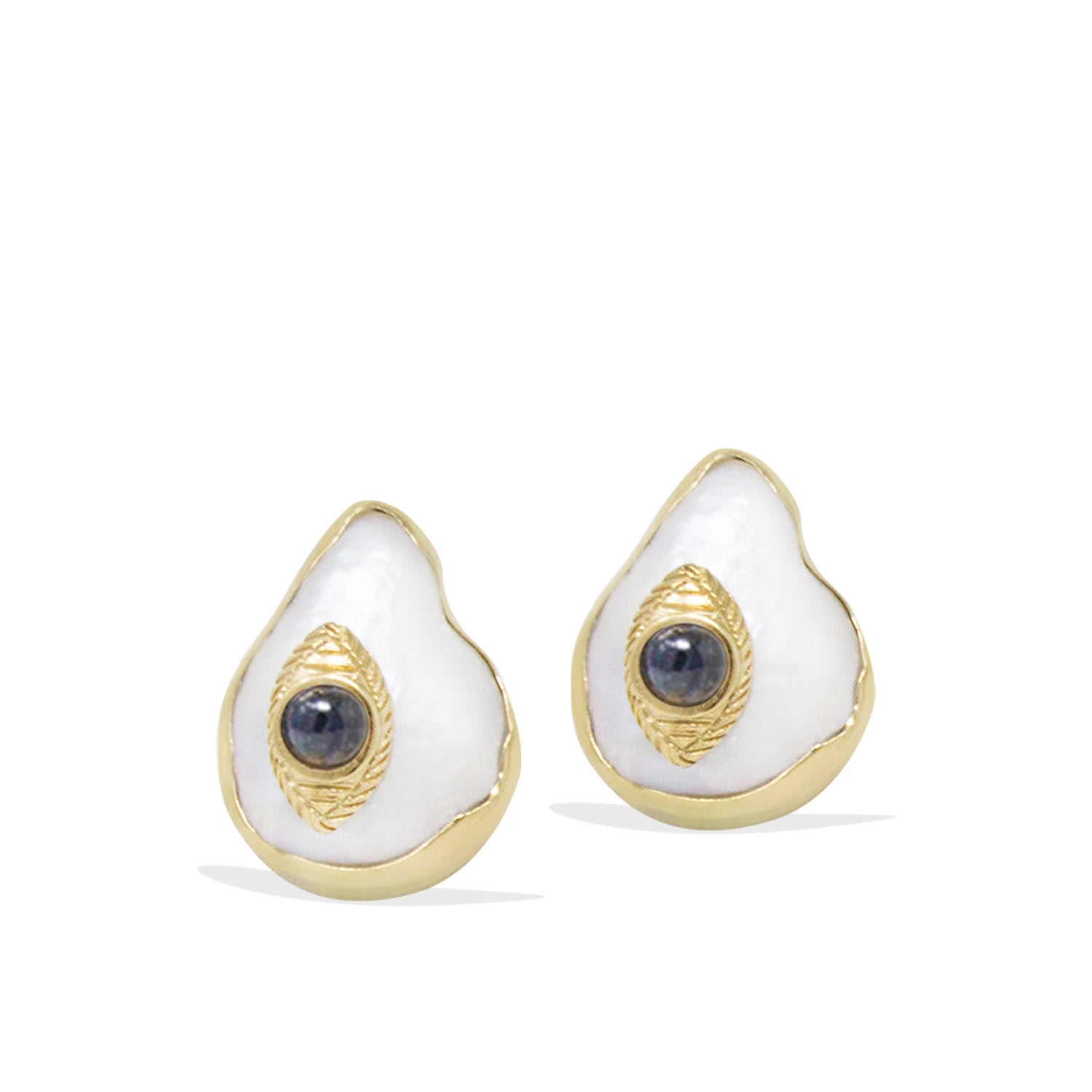 Women’s The Eye Gold-Plated Blue Sapphire & Pearl Stud Earrings Vintouch Italy