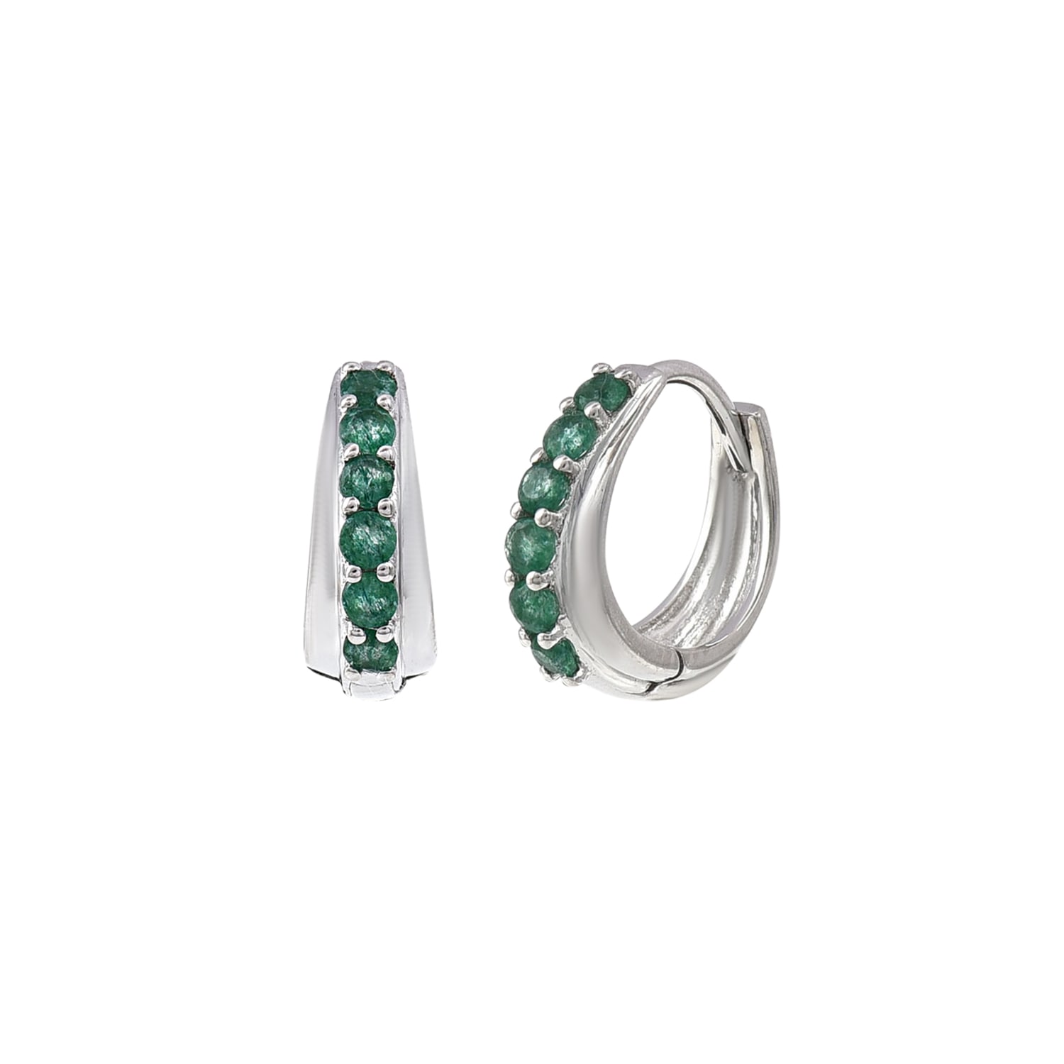 &lottie Women's Silver Doublet Auventurine Huggie Hoops