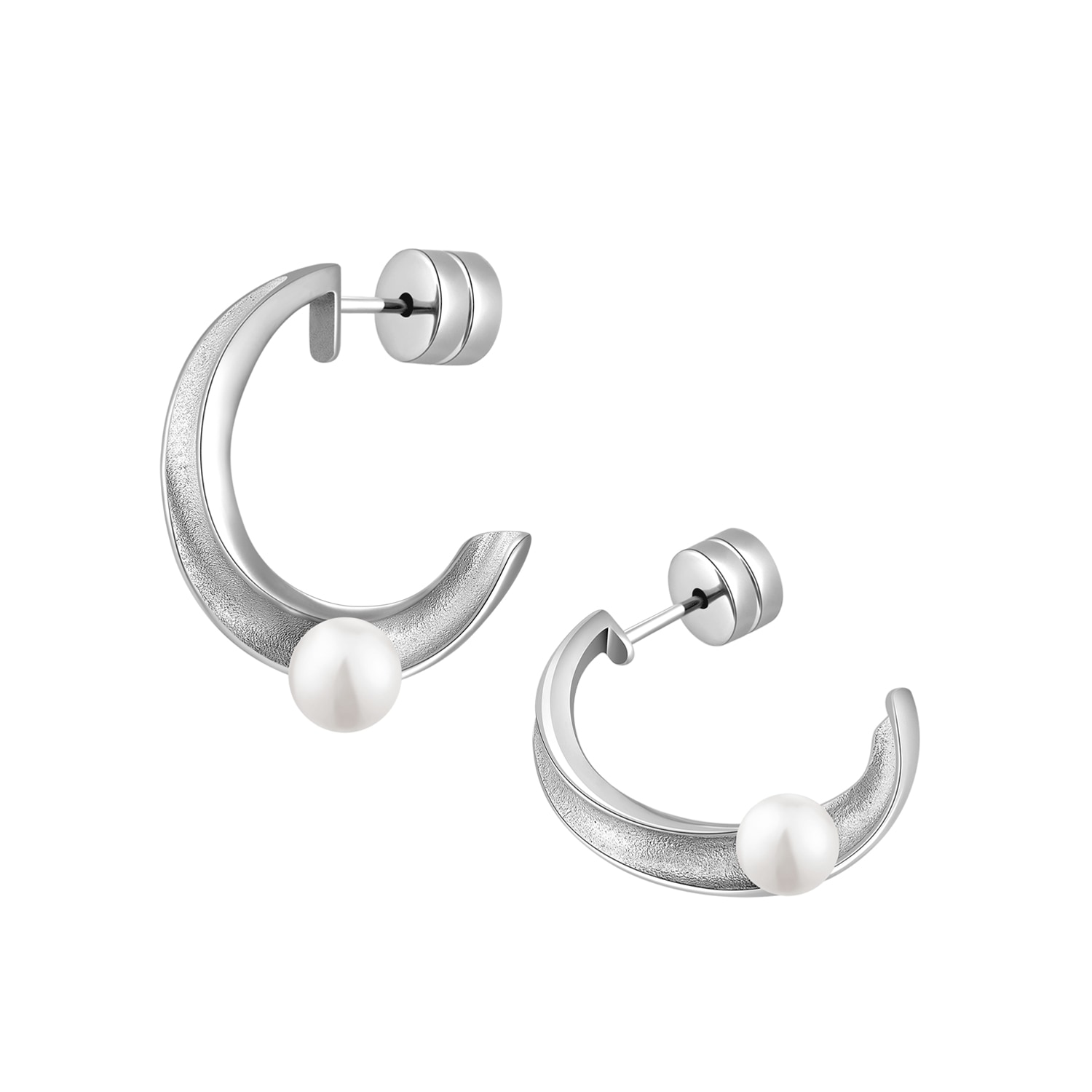 Women’s Urban Chic Undulation Pearl Hoop Earring - Silver Me30