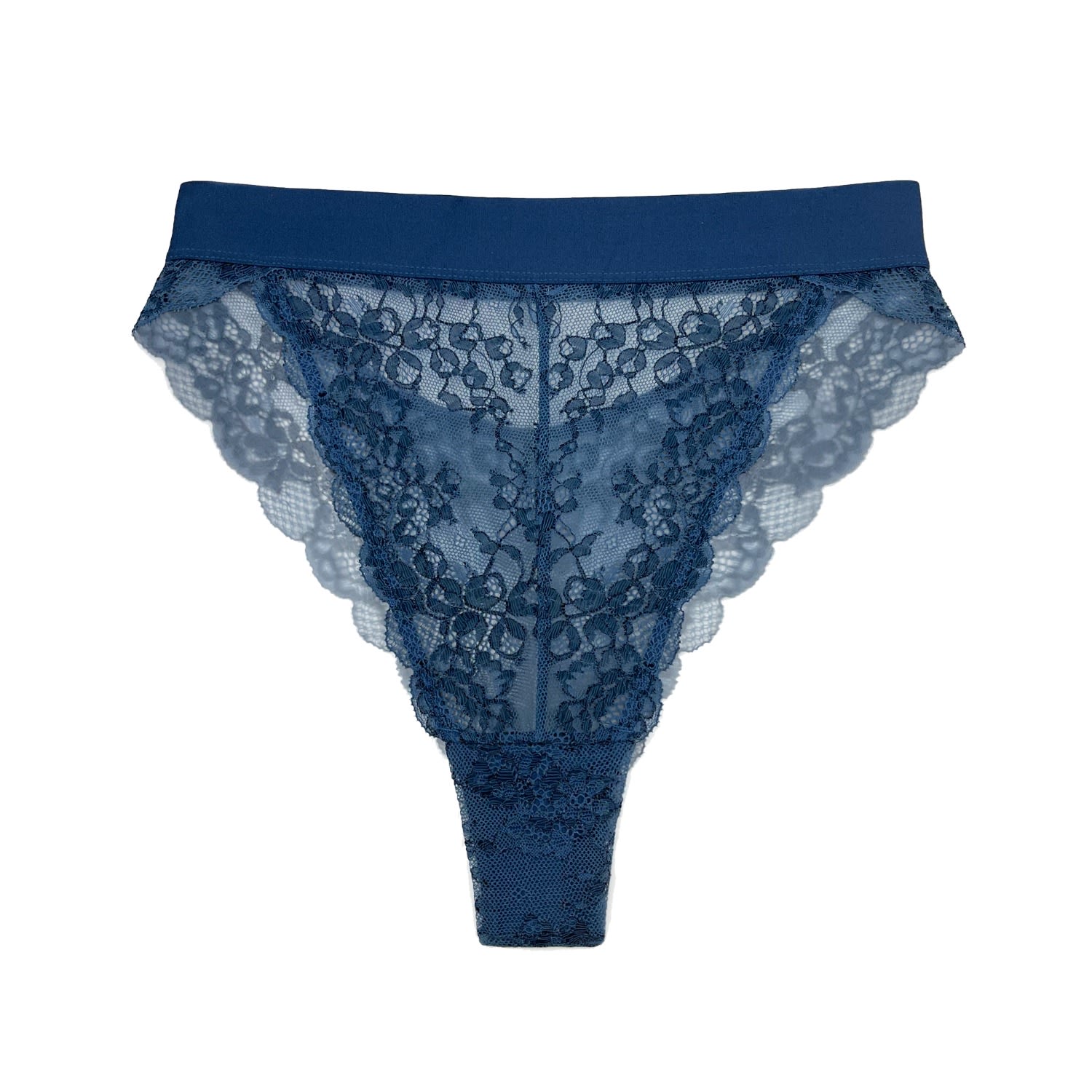 Monique Morin Lingerie Women's Wild Lace Hi Leg Dark Denim Blue In Blue