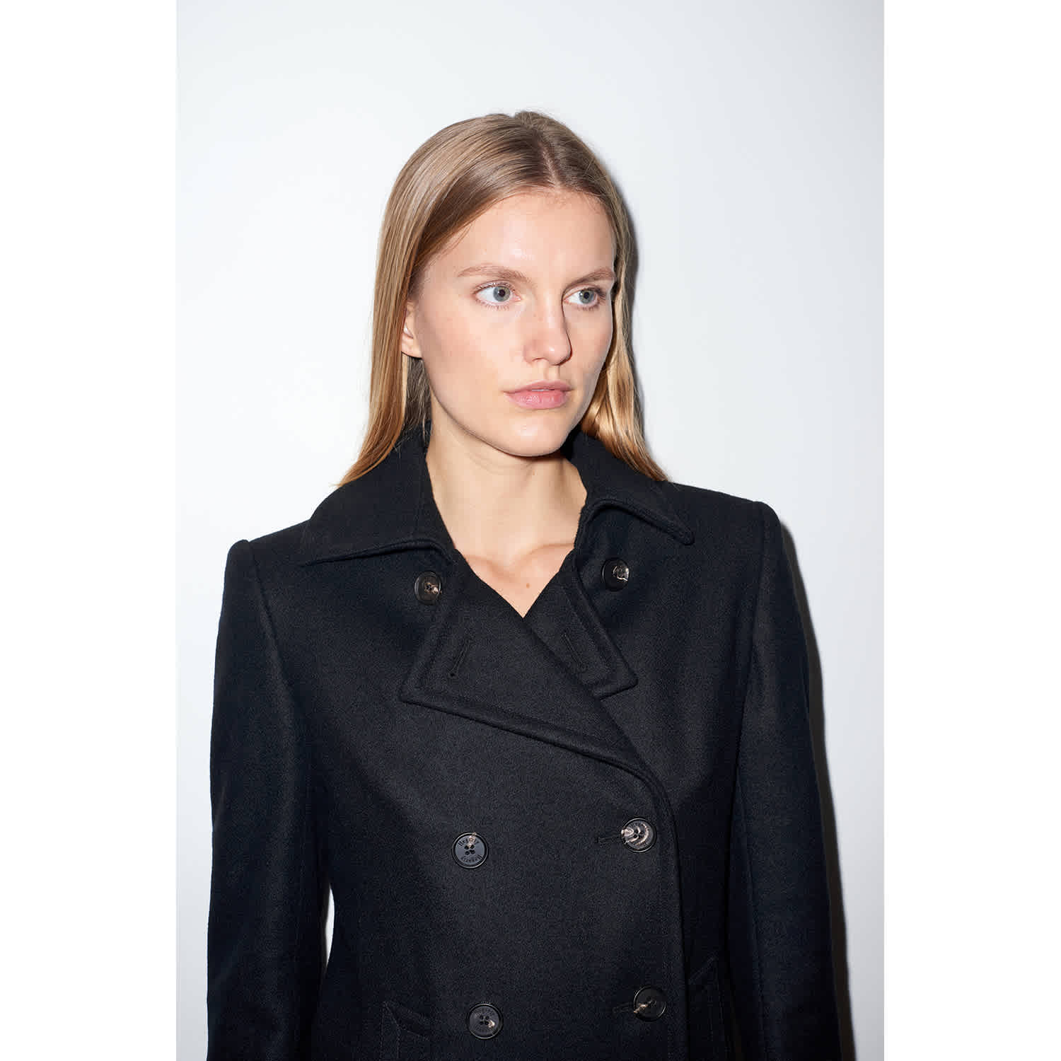 Women's Black Pea Coat | Hegarty | Wolf & Badger