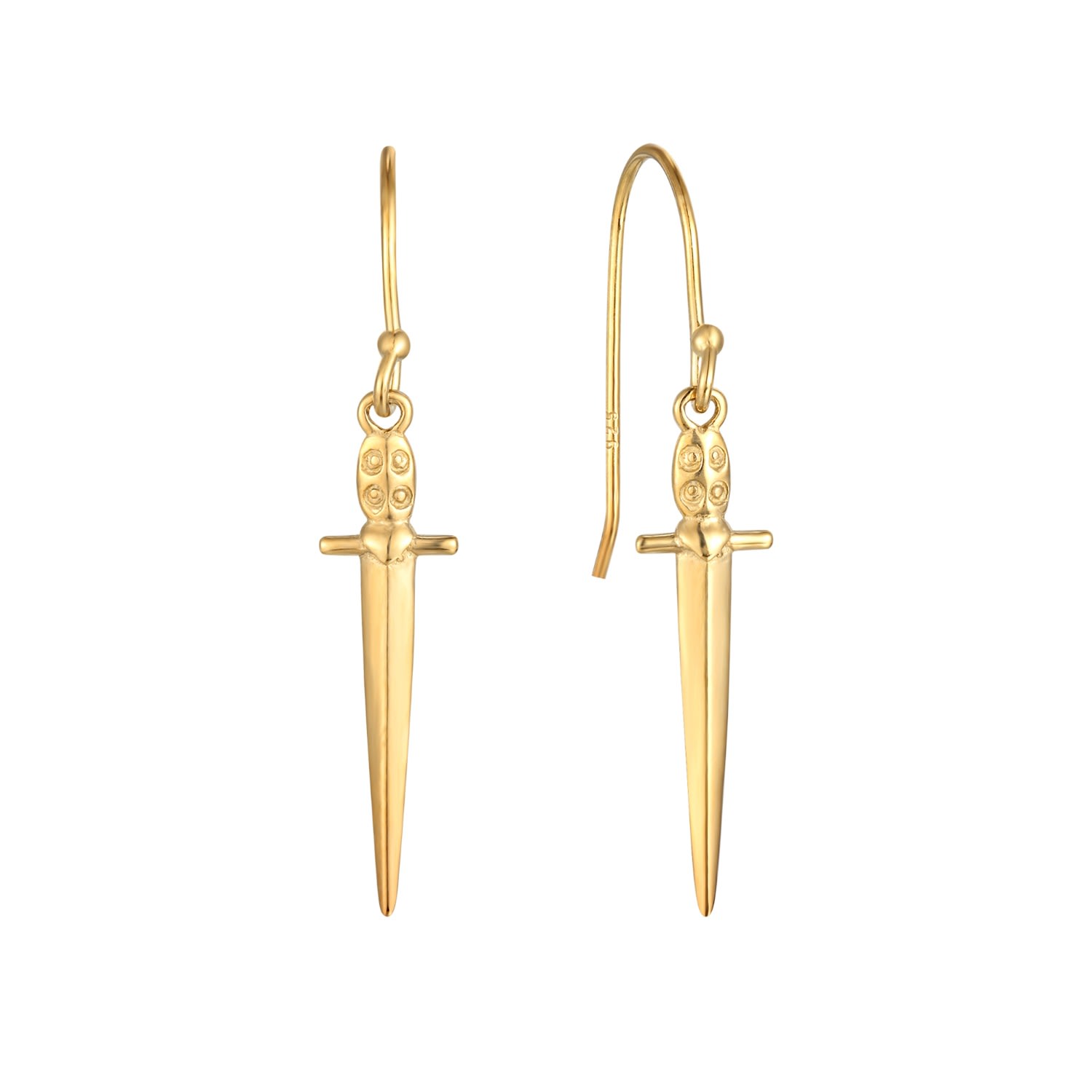 Women’s 22Ct Gold Vermeil Dagger Charm Earrings Seol + Gold