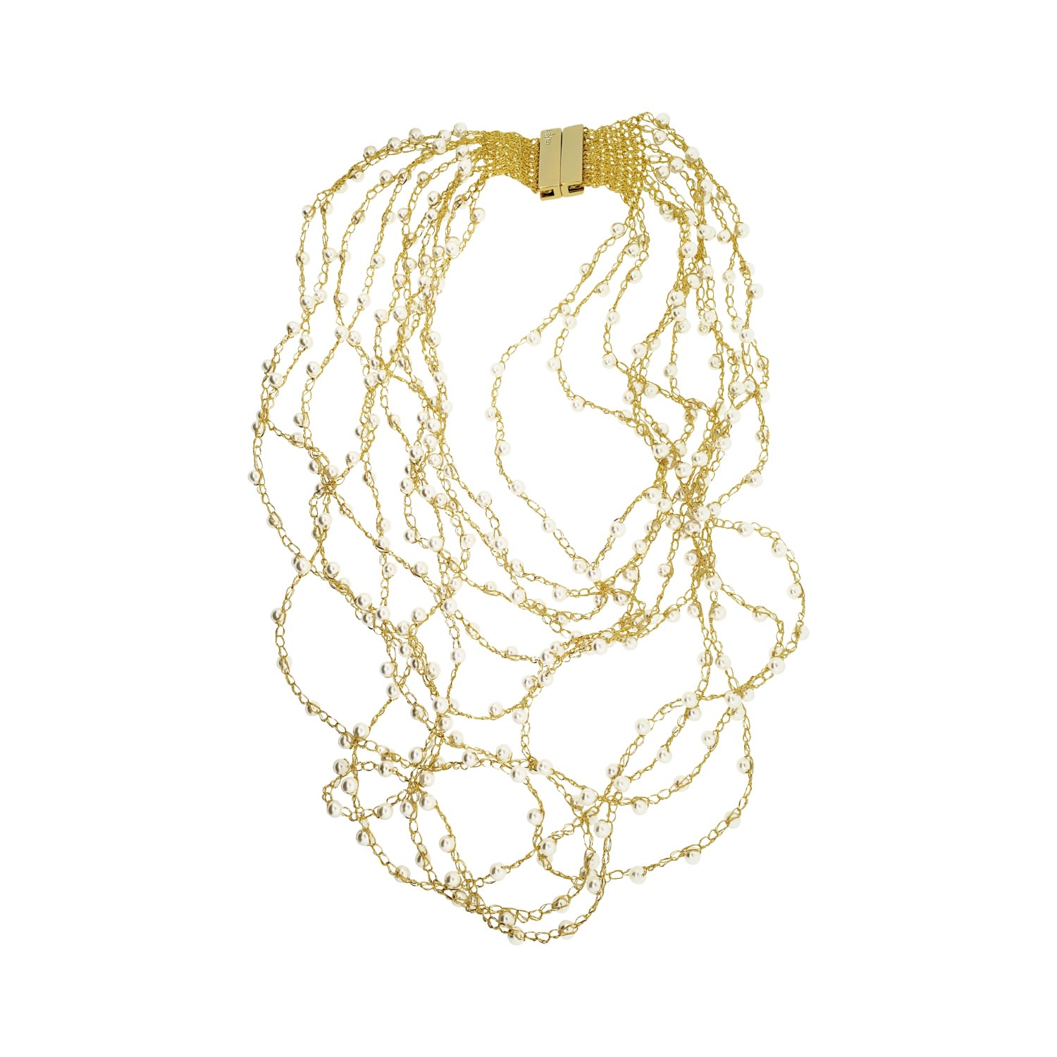 Lavish By Tricia Milaneze Women's White Clear & Gold Multi Strings Handmade Necklace In White