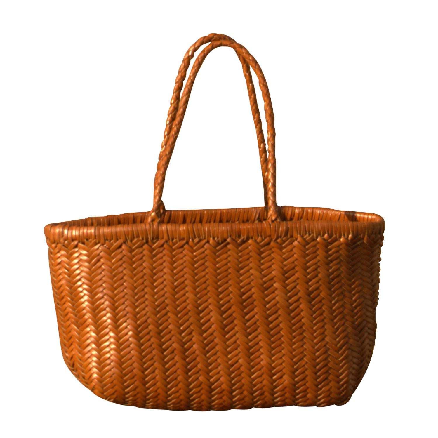 Women’s Brown Zigzag Woven Leather Handbag ’Viviana’ Large Size - Tan Rimini