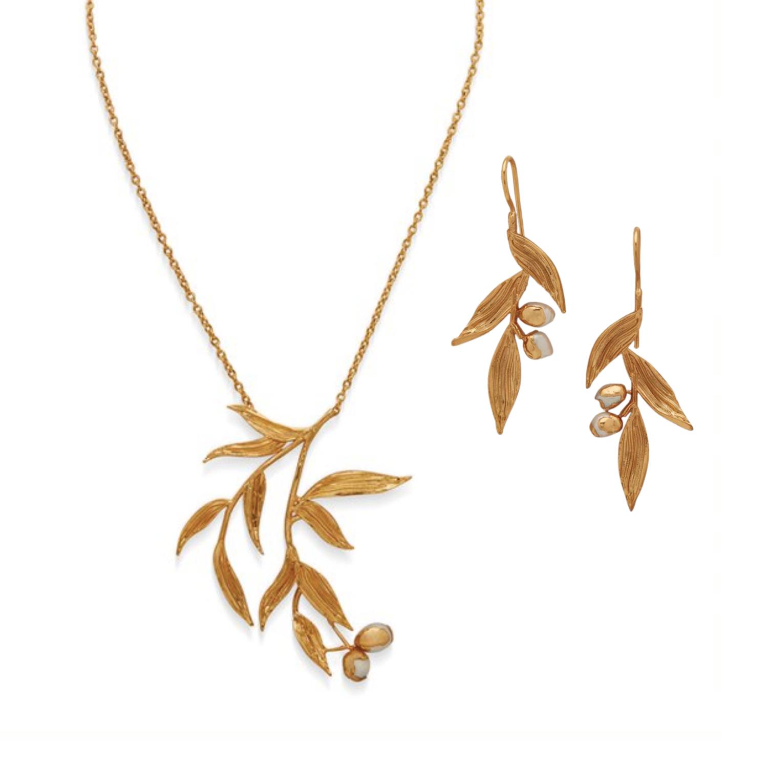 Dhwani Bansal Women's Gold / White Gold Haya Necklace And Earrings Gift Set With Baroque Pearls